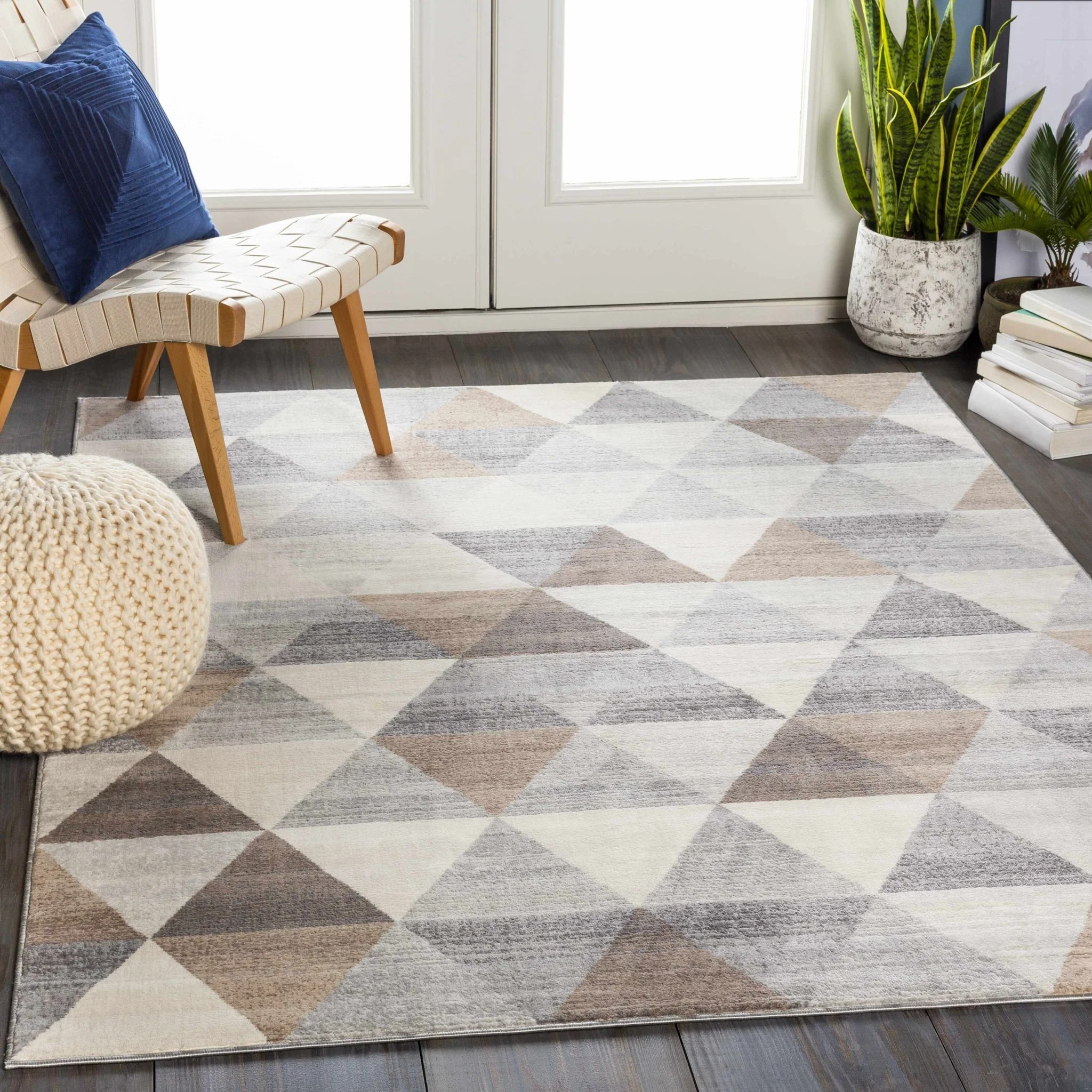 Modern Contemporary Geometric Brown, Beige and Gray Medium pile  Area rug - Image 2