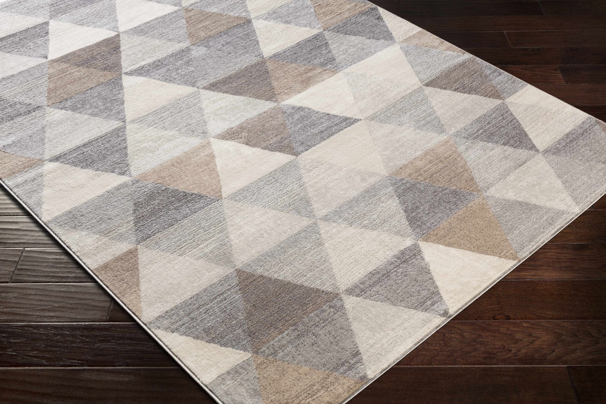 Modern Contemporary Geometric Brown, Beige and Gray Medium pile  Area rug - Image 3