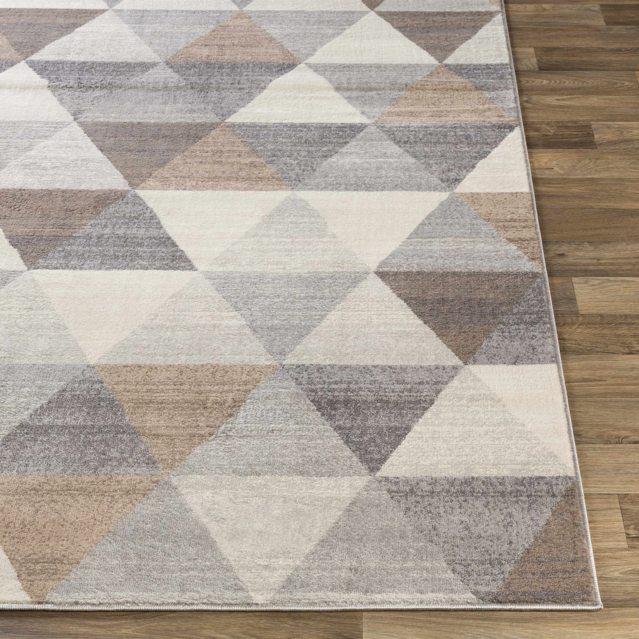 Modern Contemporary Geometric Brown, Beige and Gray Medium pile  Area rug - Image 4