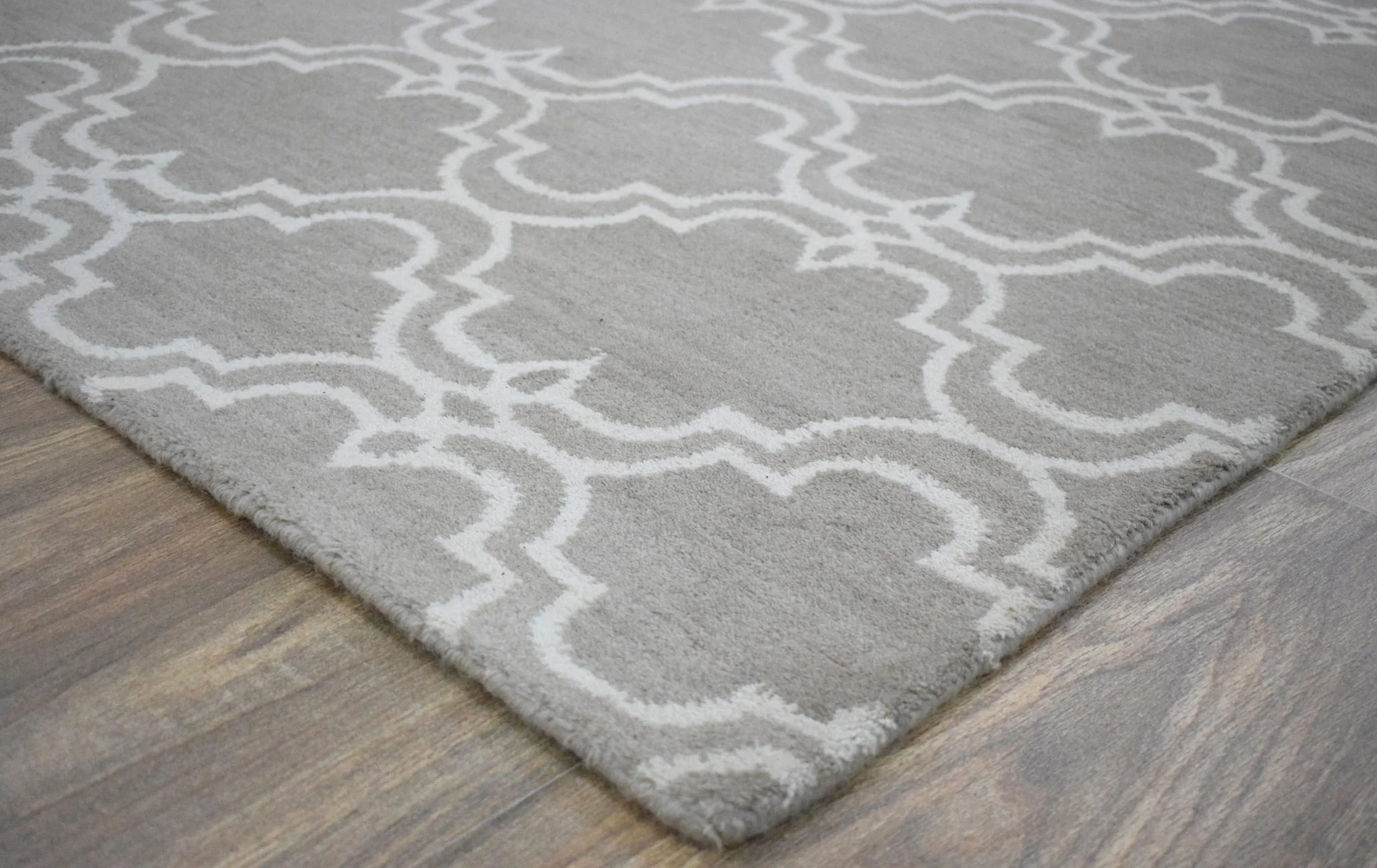Modern Geometric hand Tufted Brown and Beige Wool Area Rug - Image 6