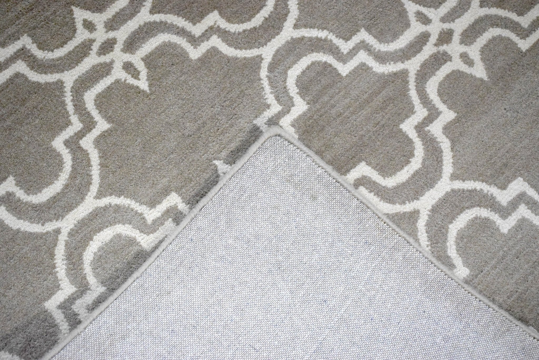 Modern Geometric hand Tufted Brown and Beige Wool Area Rug - Image 7