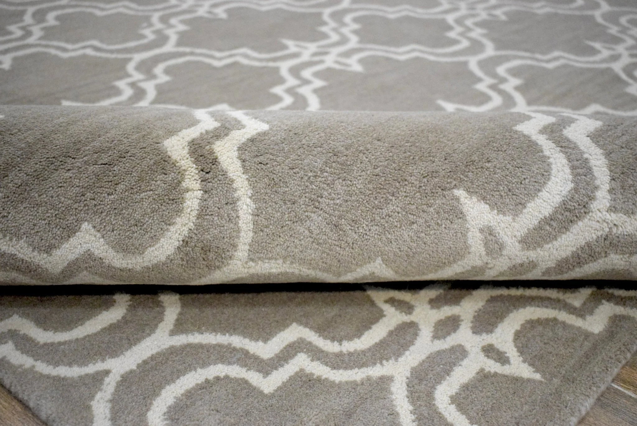 Modern Geometric hand Tufted Brown and Beige Wool Area Rug - Image 9