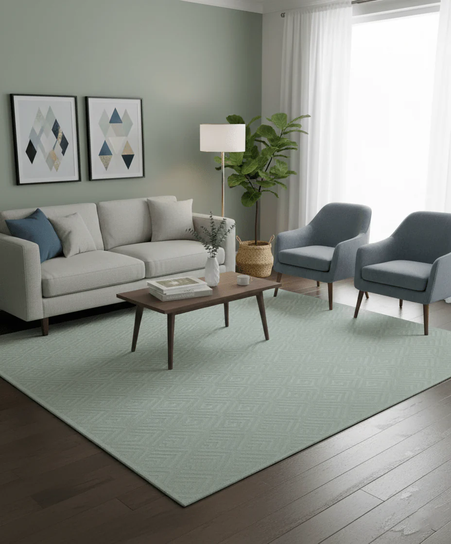 Modern Geometric Pattern Ivory And Beige Hand Knotted 9x12 Area Rug - Image 2
