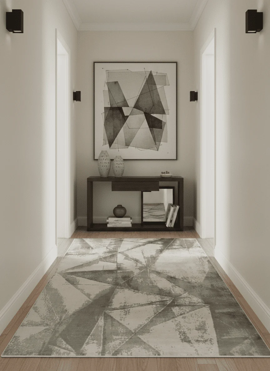 Modern Geometrical Diamond Cut Design Beige and Gray 5x8 Hand loom Viscose Area Rug - Image 2
