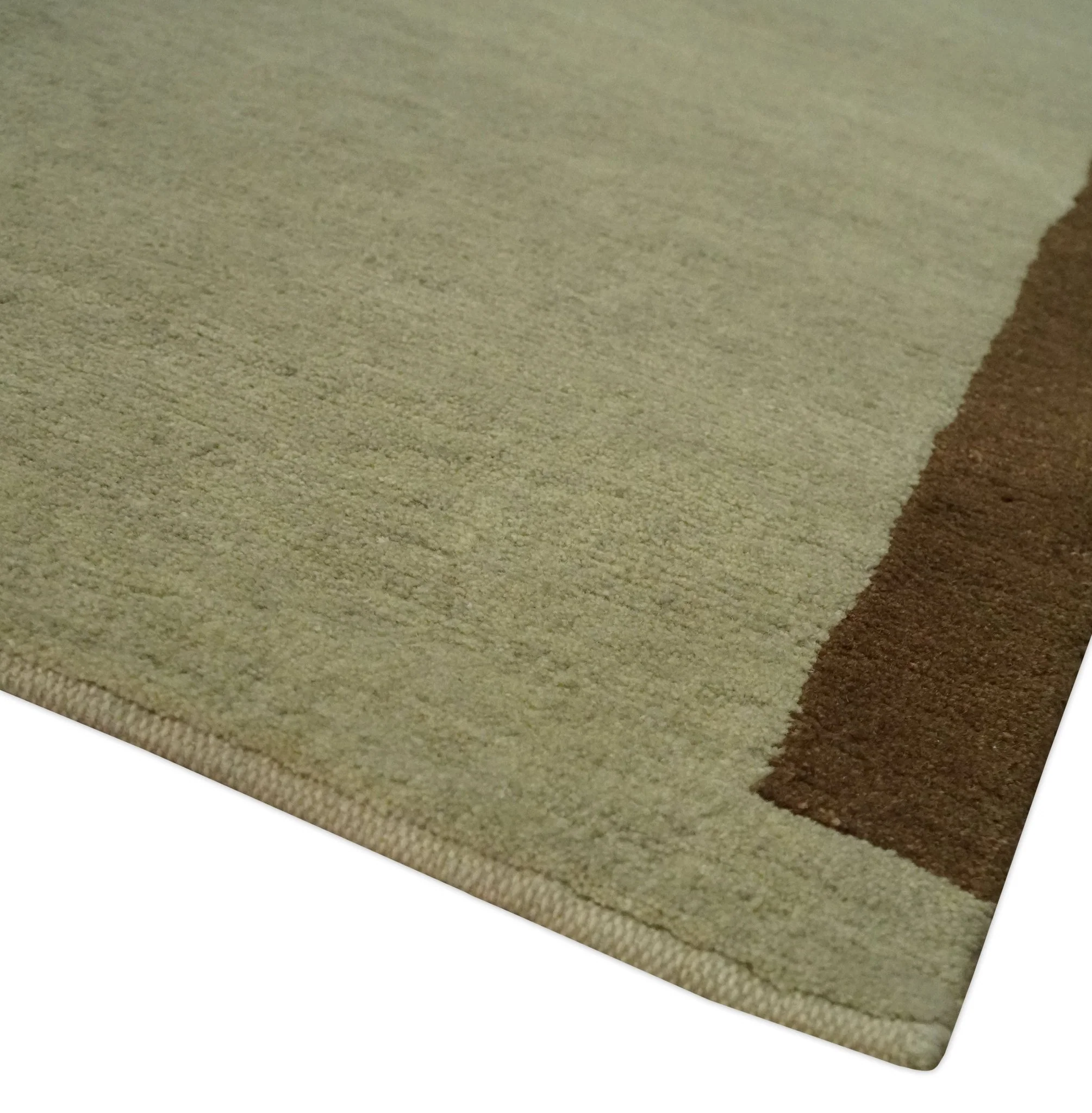 Modern Geometrical Beige, Brown and olive 4x6 Hand Knotted Wool Area Rug - Image 4