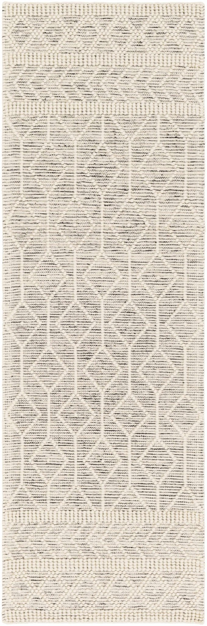 Modern Geometrical Beige Hand woven Tasseled Texture Wool Area Rug - Image 5