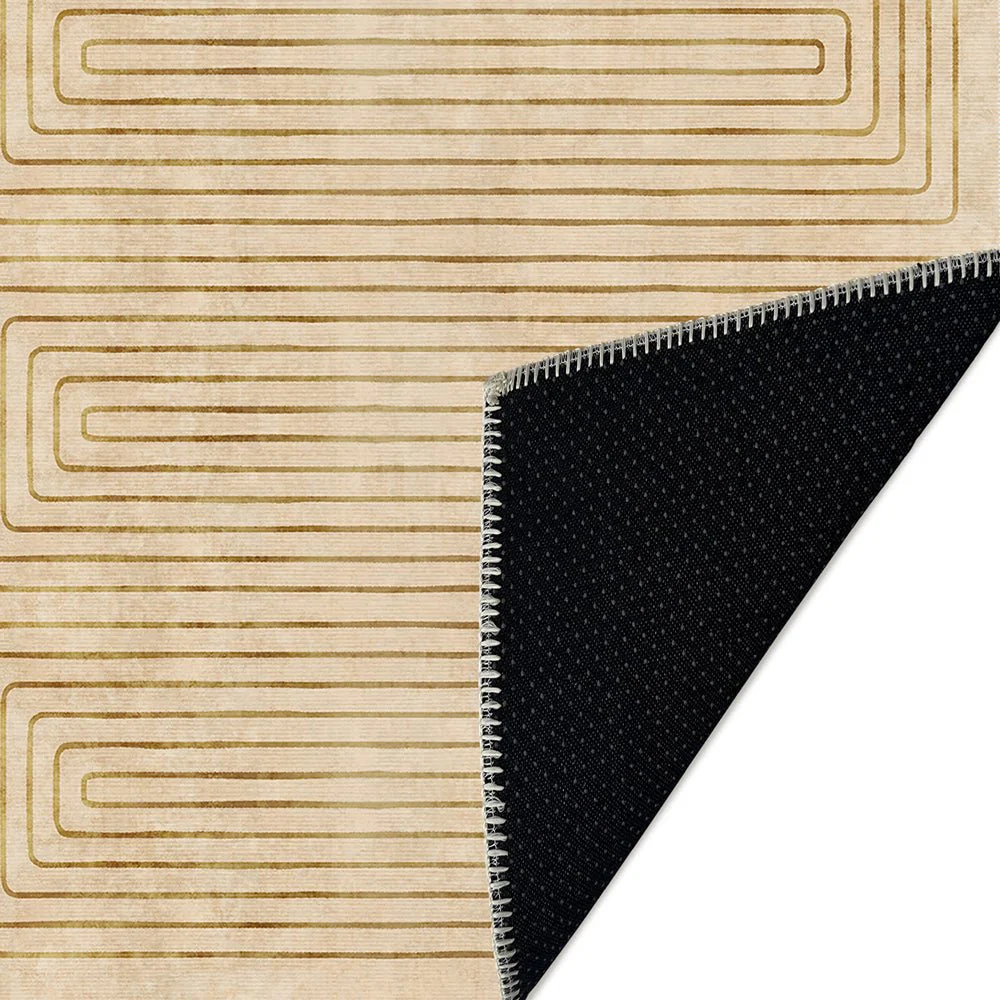 Modern Geometrical Beige Machine Washable Cotton Area Rug - Image 6