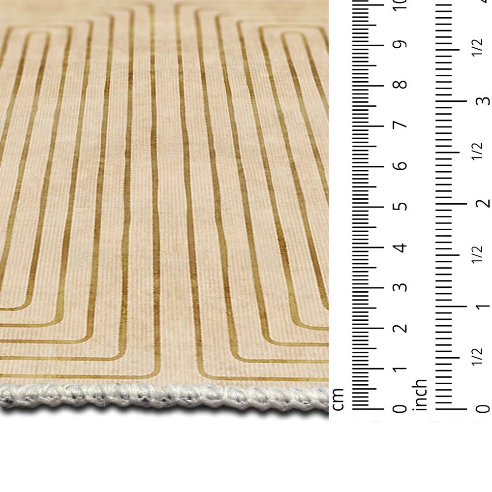 Modern Geometrical Beige Machine Washable Cotton Area Rug - Image 7
