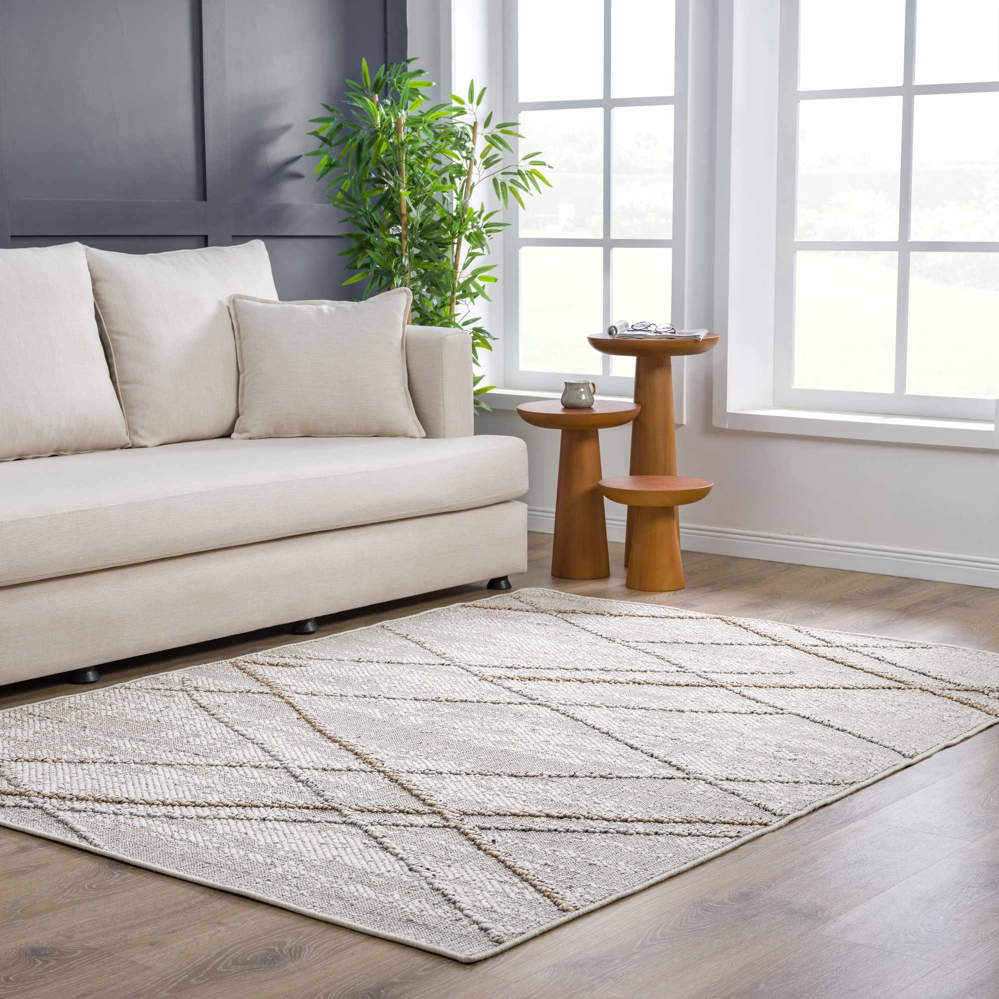 Modern Geometrical Contemporary Beige Outdoor Safe Area Rug - Image 19