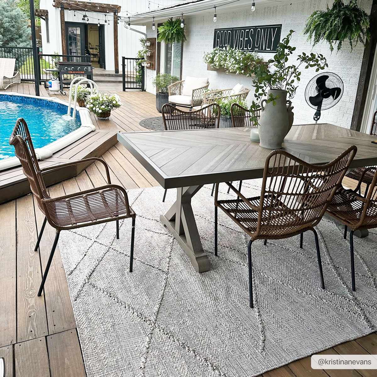 Modern Geometrical Contemporary Beige Outdoor Safe Area Rug - Image 2