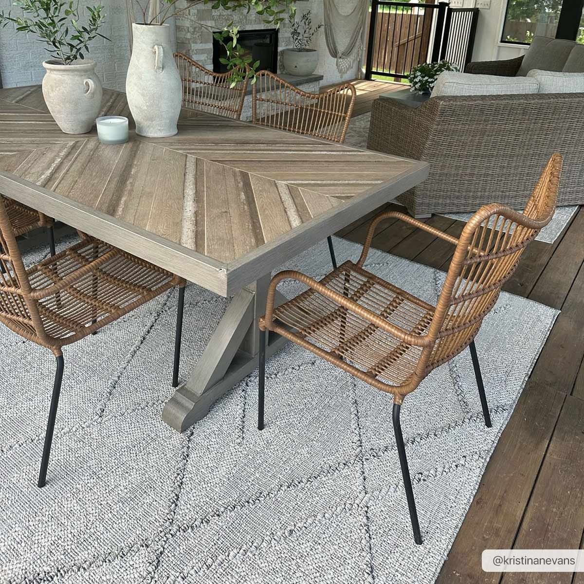 Modern Geometrical Contemporary Beige Outdoor Safe Area Rug - Image 3