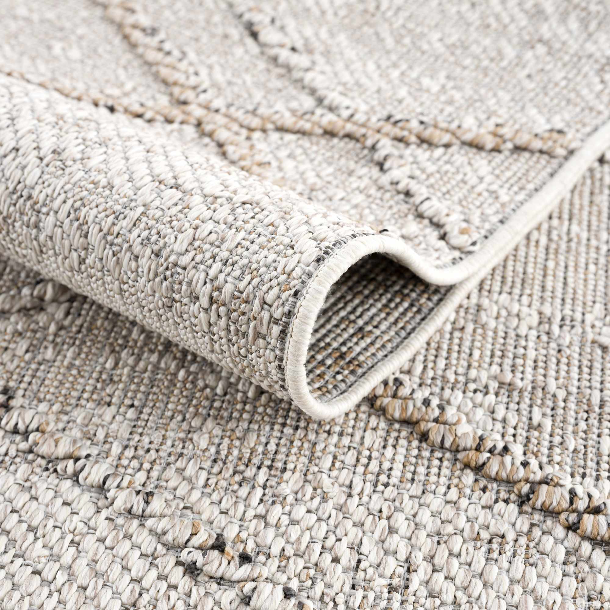 Modern Geometrical Contemporary Beige Outdoor Safe Area Rug - Image 8