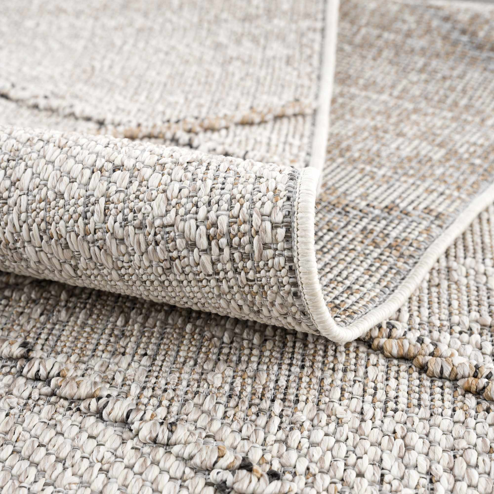 Modern Geometrical Contemporary Beige Outdoor Safe Area Rug - Image 9