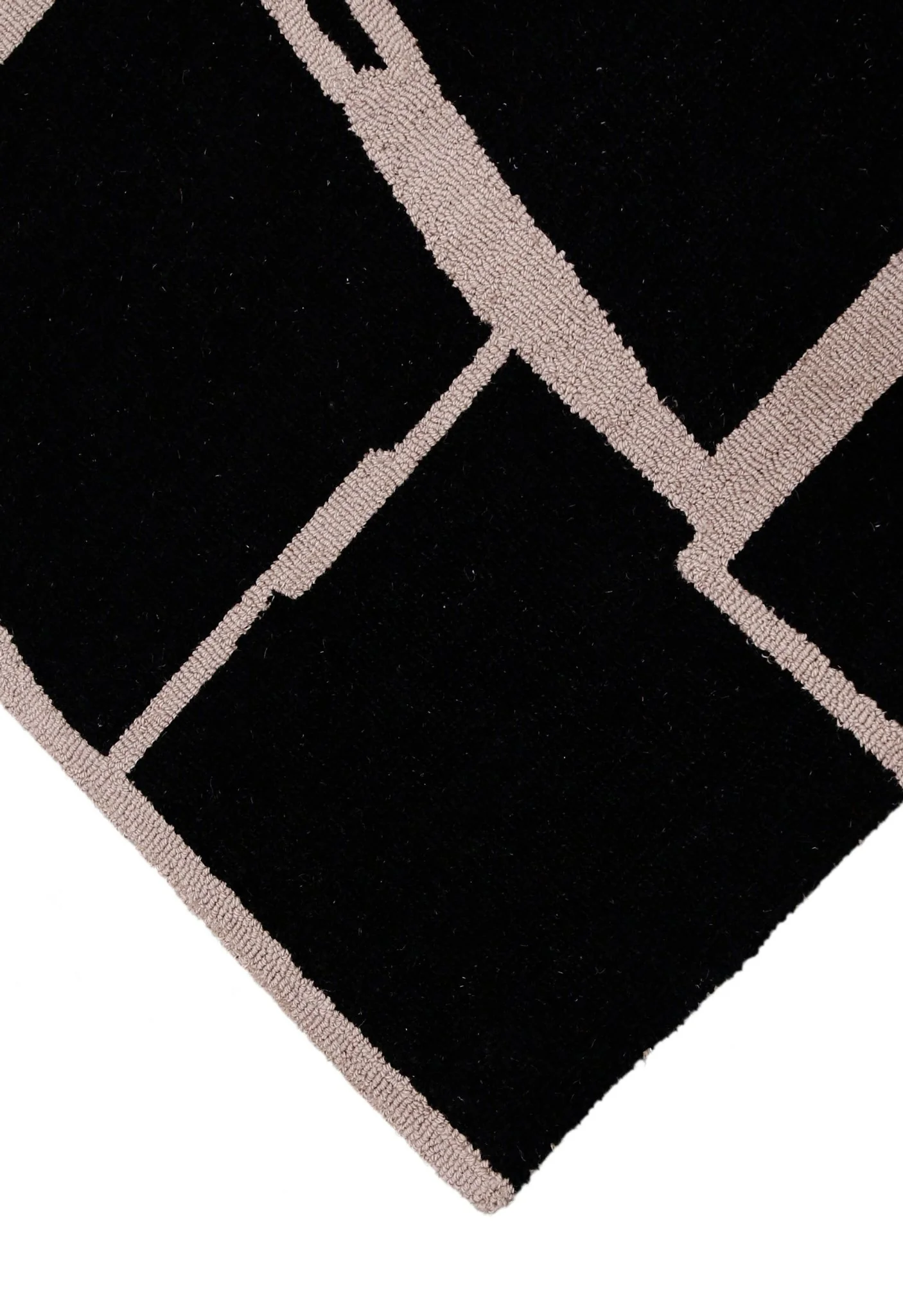 Modern Geometrical Black Hand Tufted Wool Area Rug - Image 3