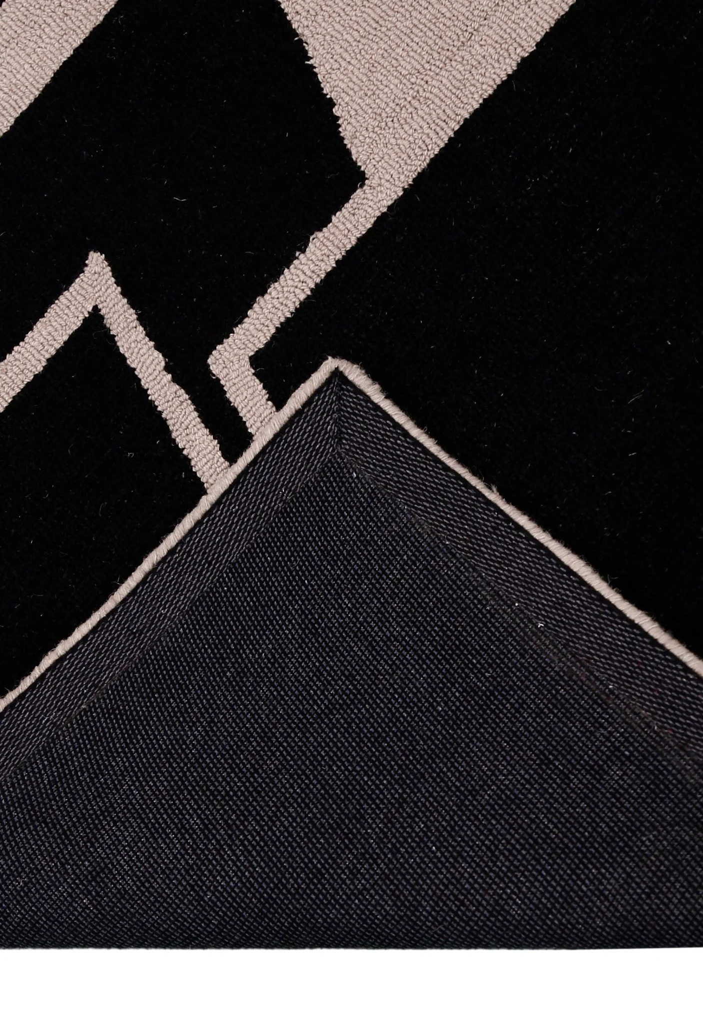 Modern Geometrical Black Hand Tufted Wool Area Rug - Image 4