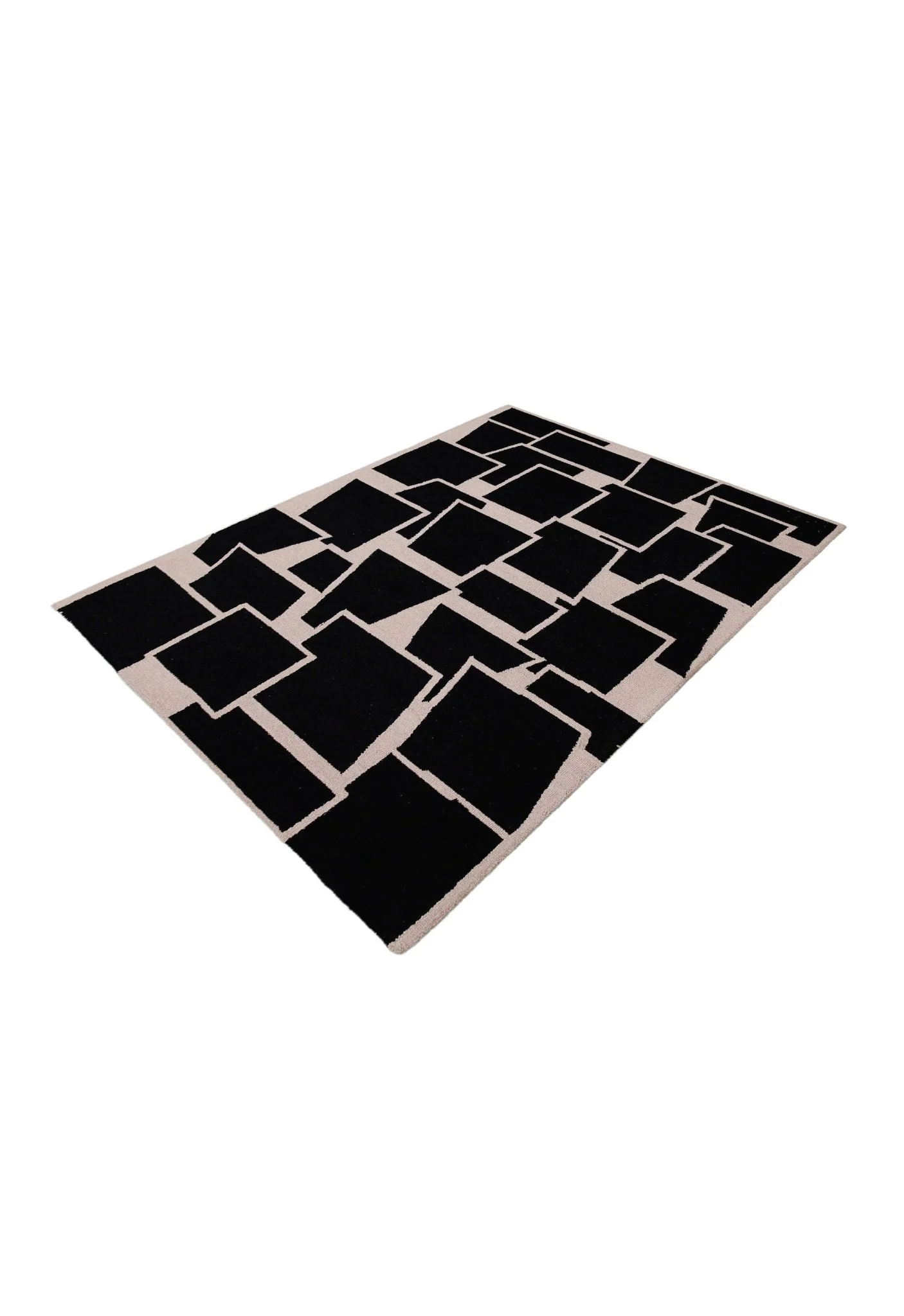 Modern Geometrical Black Hand Tufted Wool Area Rug - Image 7
