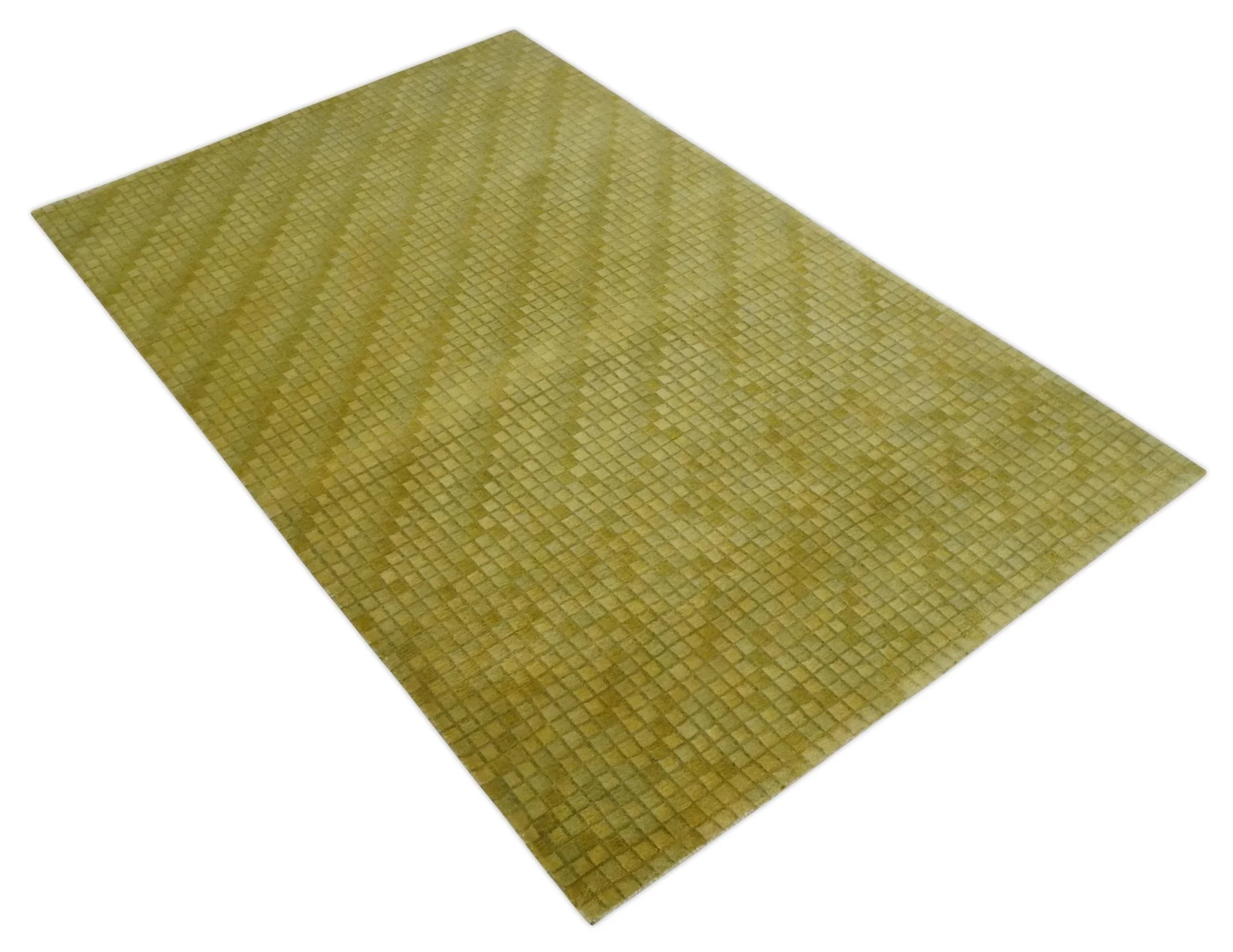 Modern Geometrical Boxes Olive Hand loom 5x8 wool Area Rug - Image 10