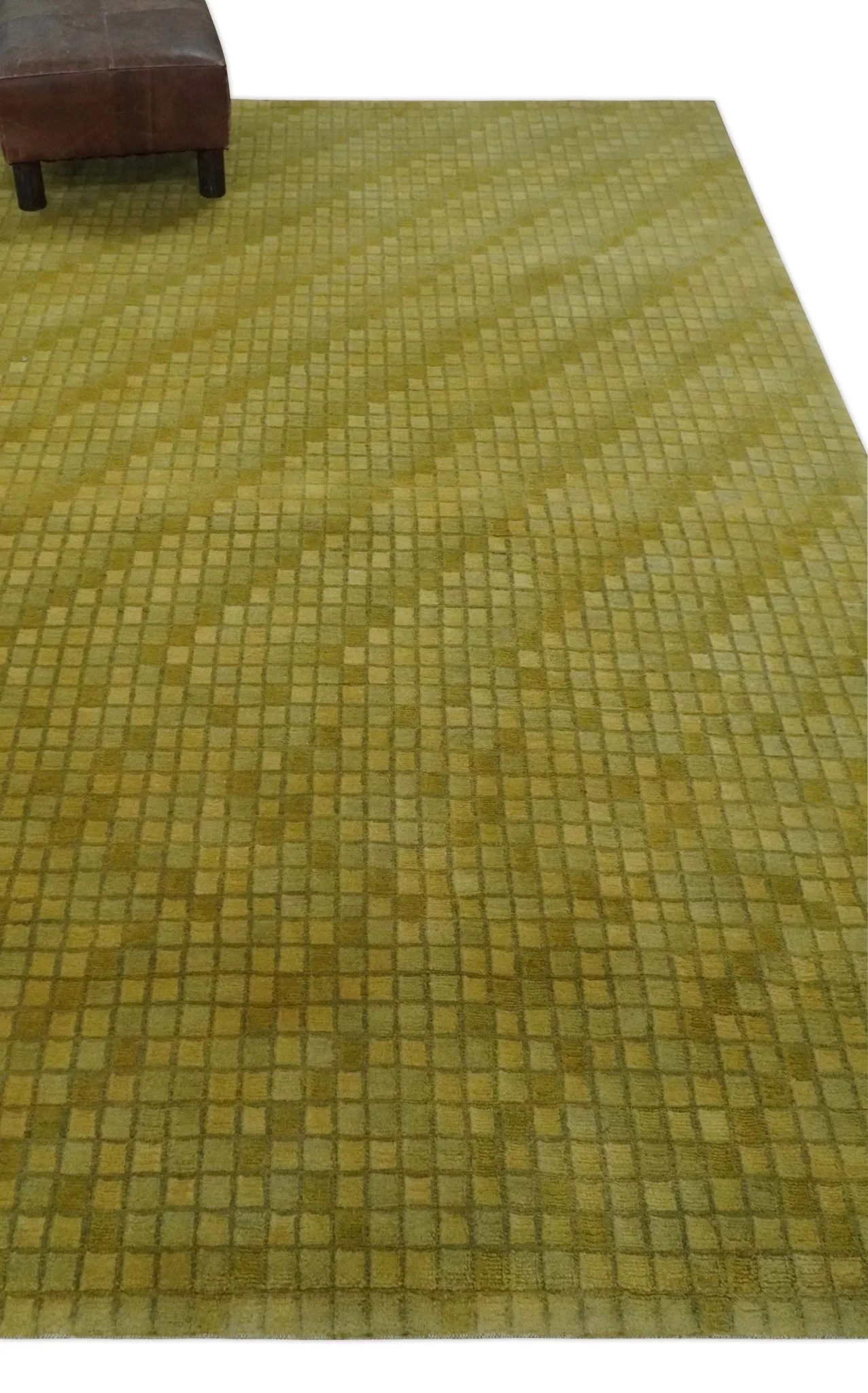 Modern Geometrical Boxes Olive Hand loom 5x8 wool Area Rug - Image 4