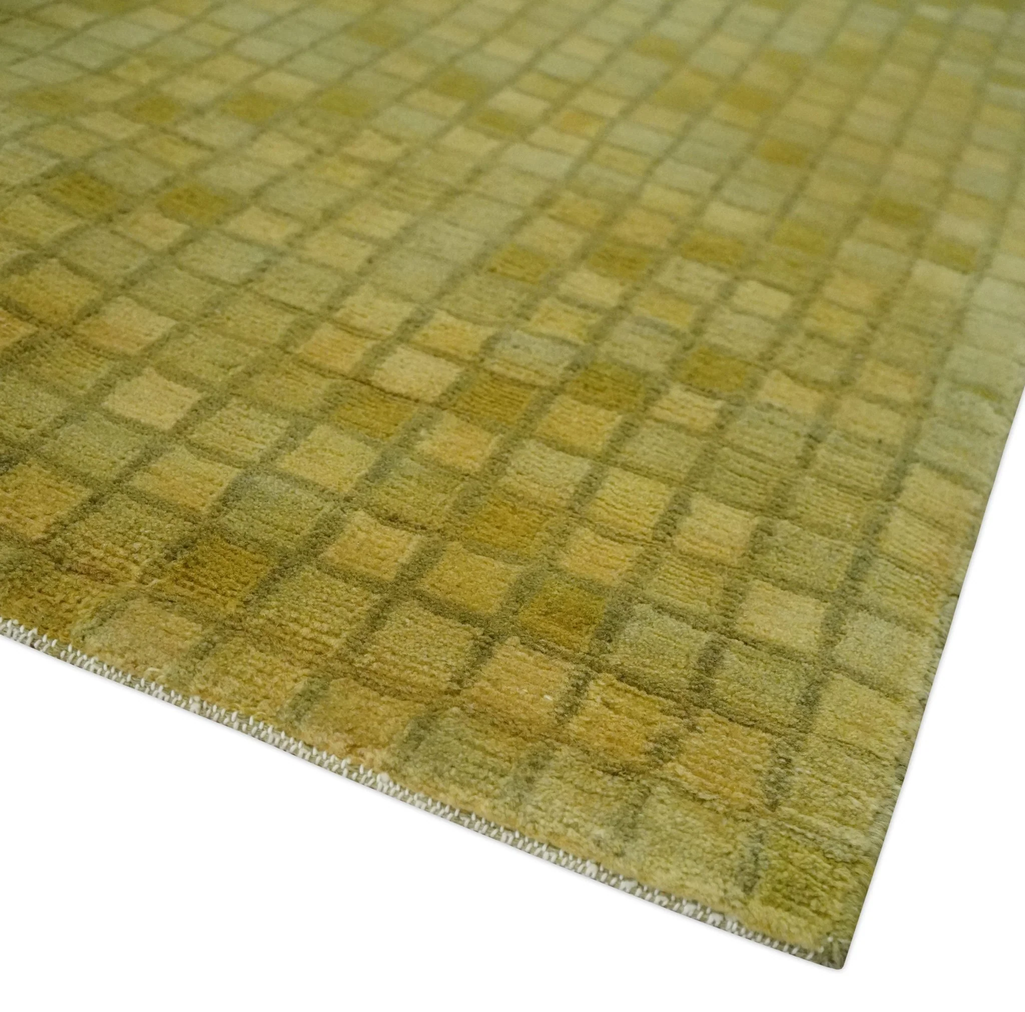 Modern Geometrical Boxes Olive Hand loom 5x8 wool Area Rug - Image 6