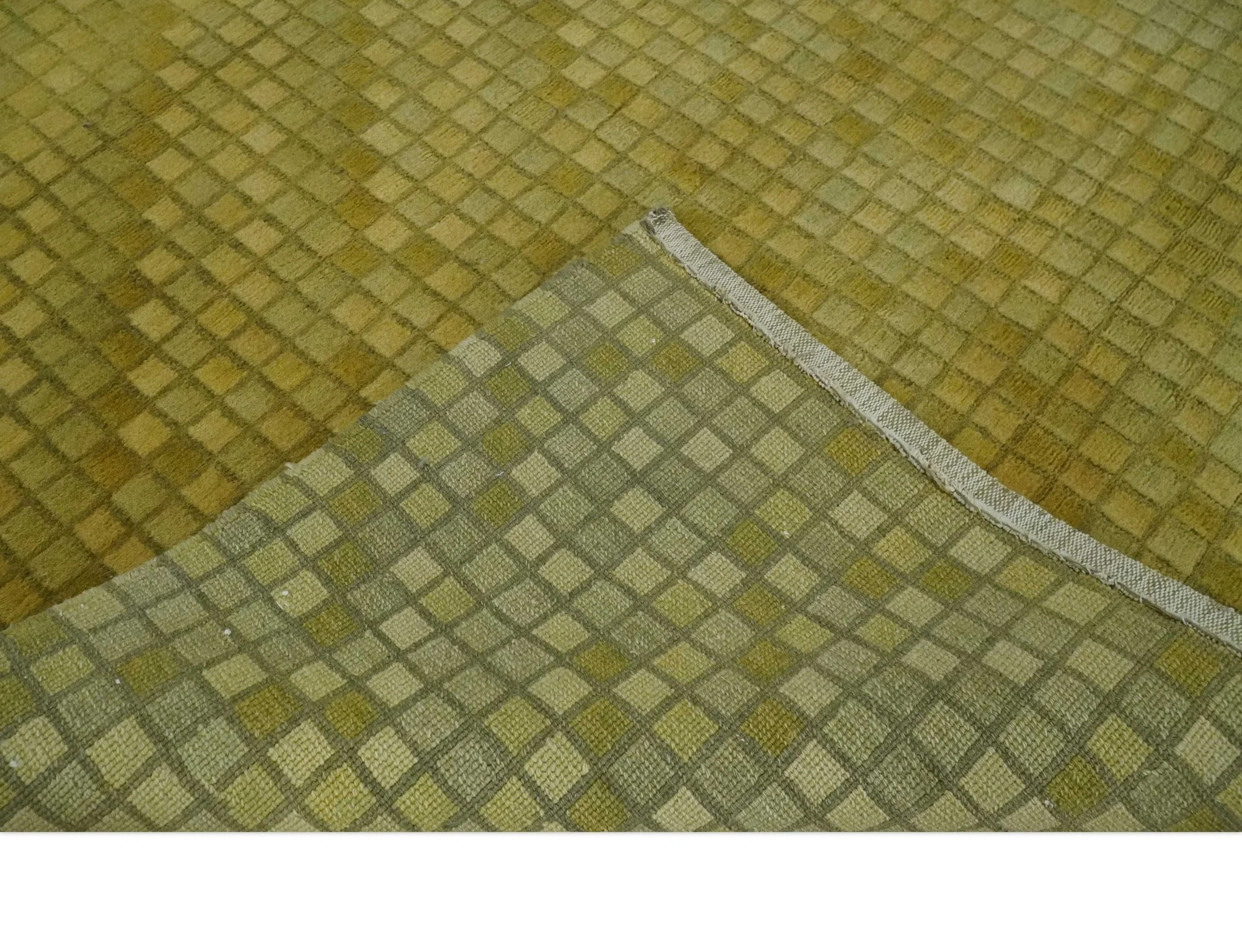 Modern Geometrical Boxes Olive Hand loom 5x8 wool Area Rug - Image 8
