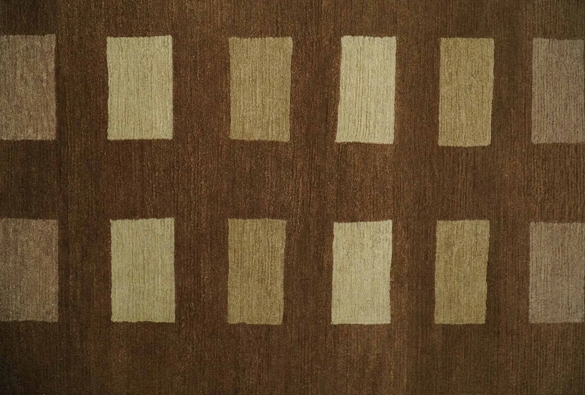 Modern Geometrical Brown and Beige 4x6 Hand Knotted Wool Area Rug - Image 4