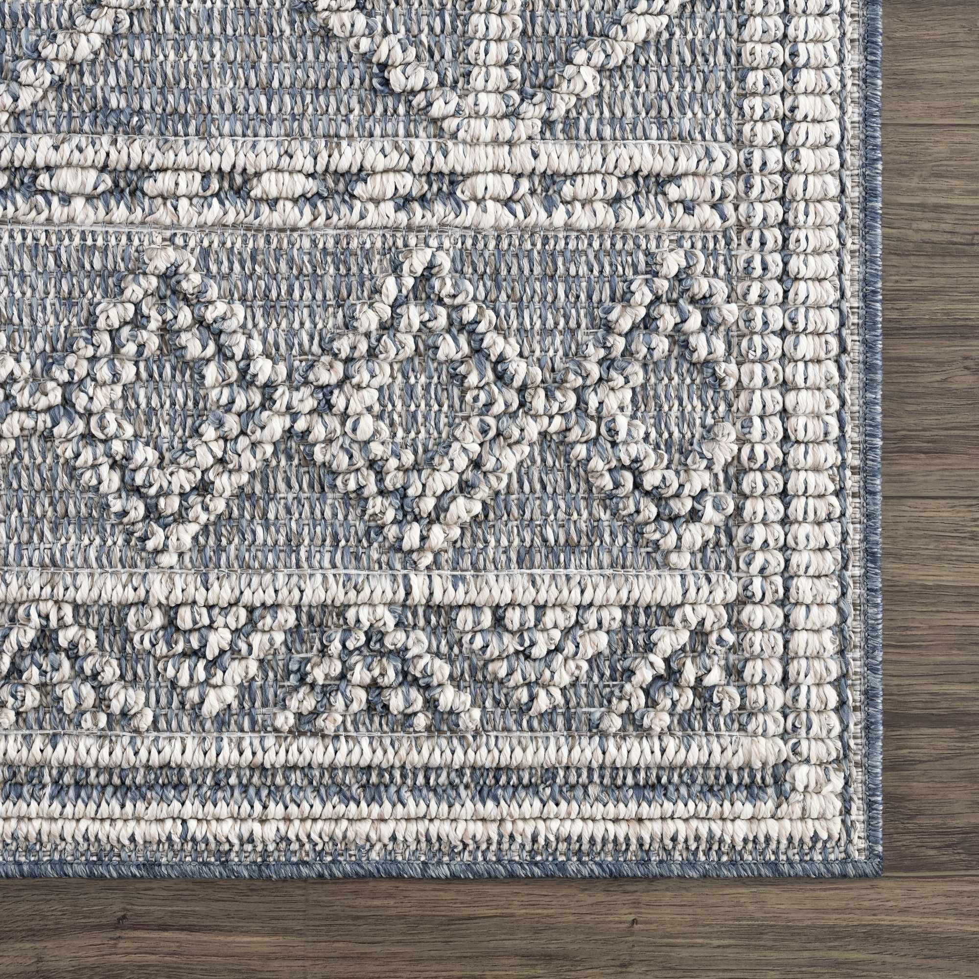 Modern Geometrical Carved Texture Gray and Ivory Outdoor Safe Area Rug - Image 10