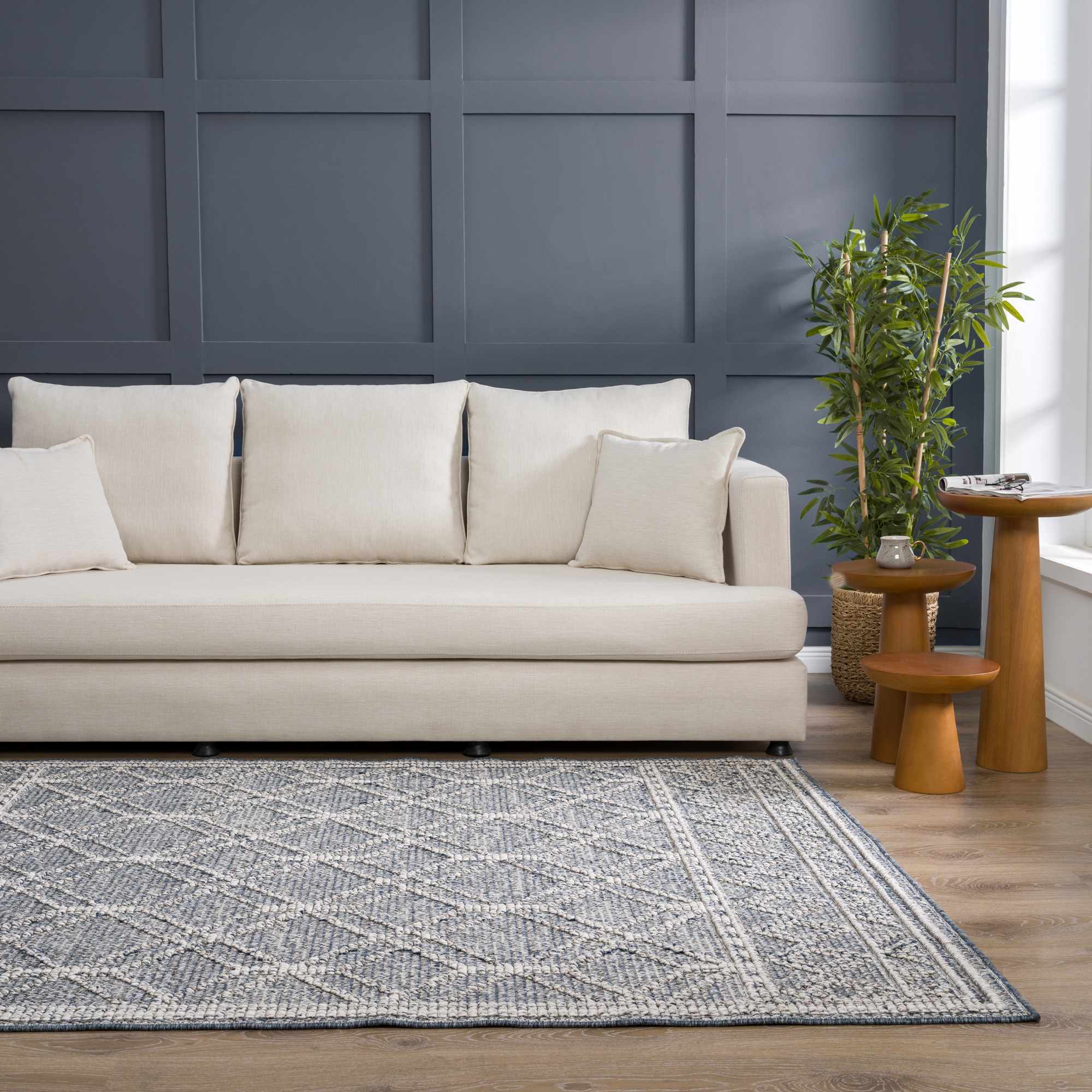 Modern Geometrical Carved Texture Gray and Ivory Outdoor Safe Area Rug - Image 16