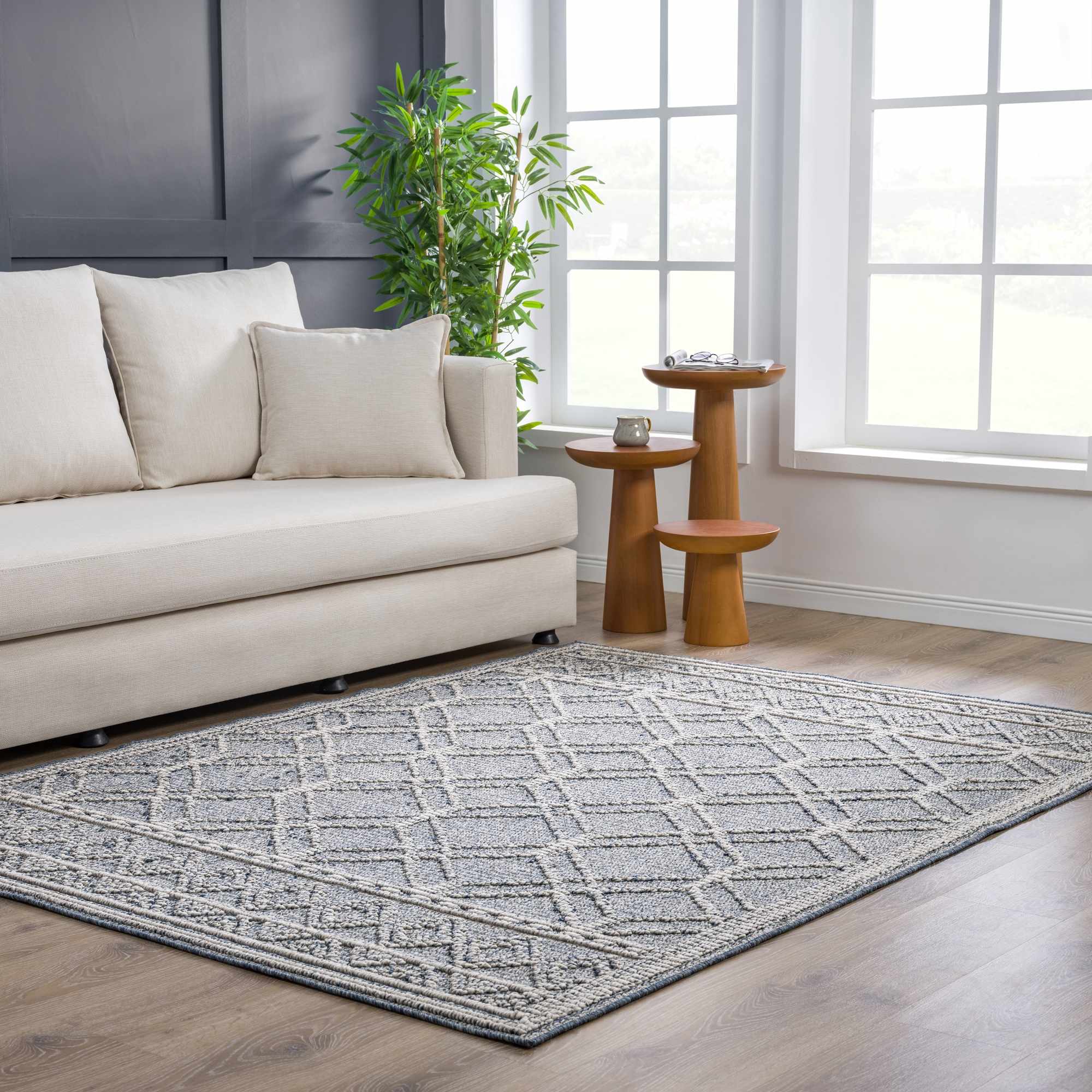 Modern Geometrical Carved Texture Gray and Ivory Outdoor Safe Area Rug - Image 17