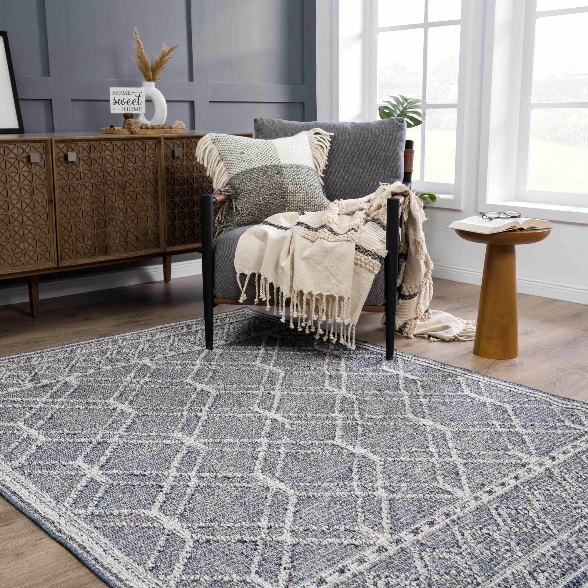Modern Geometrical Carved Texture Gray and Ivory Outdoor Safe Area Rug - Image 18