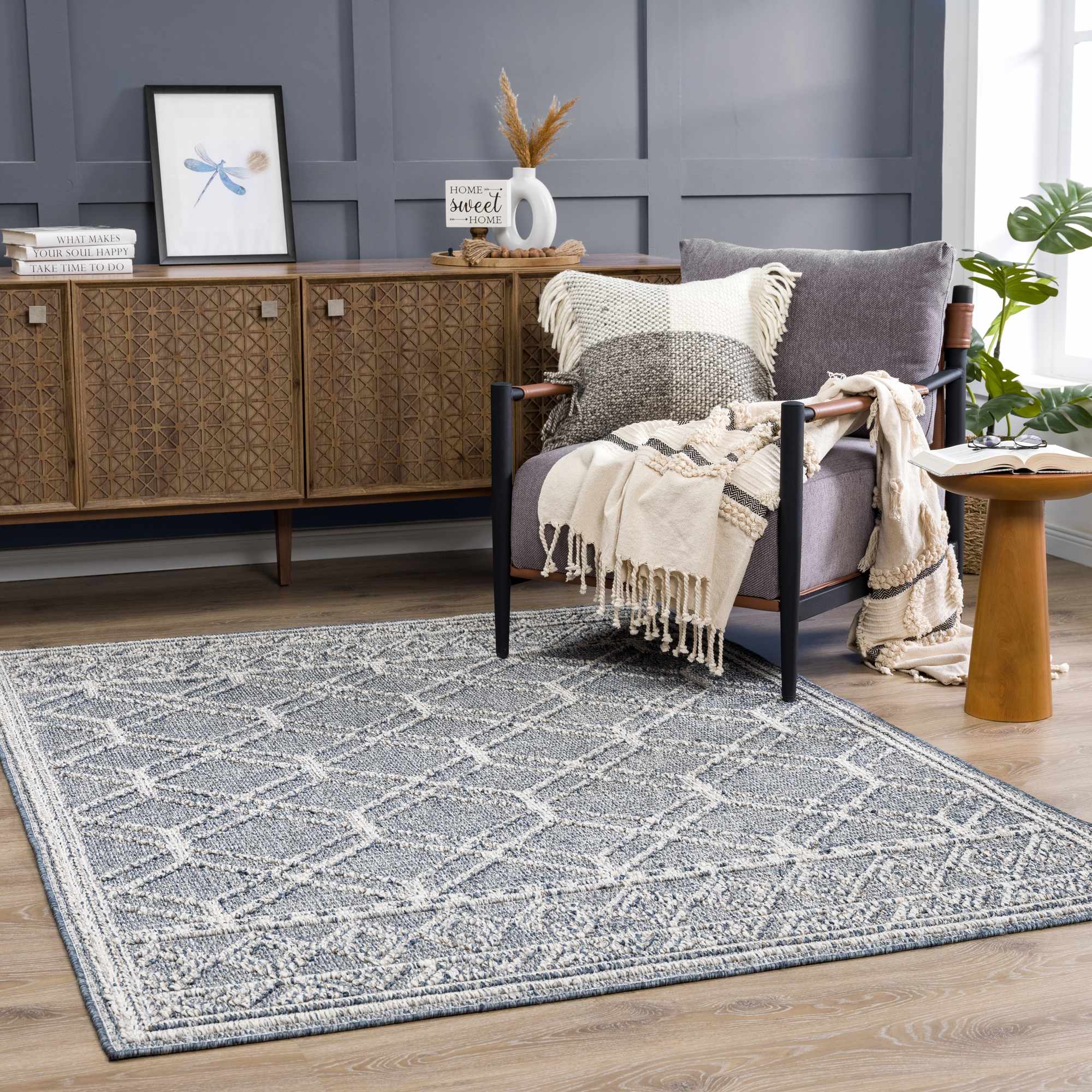 Modern Geometrical Carved Texture Gray and Ivory Outdoor Safe Area Rug - Image 3