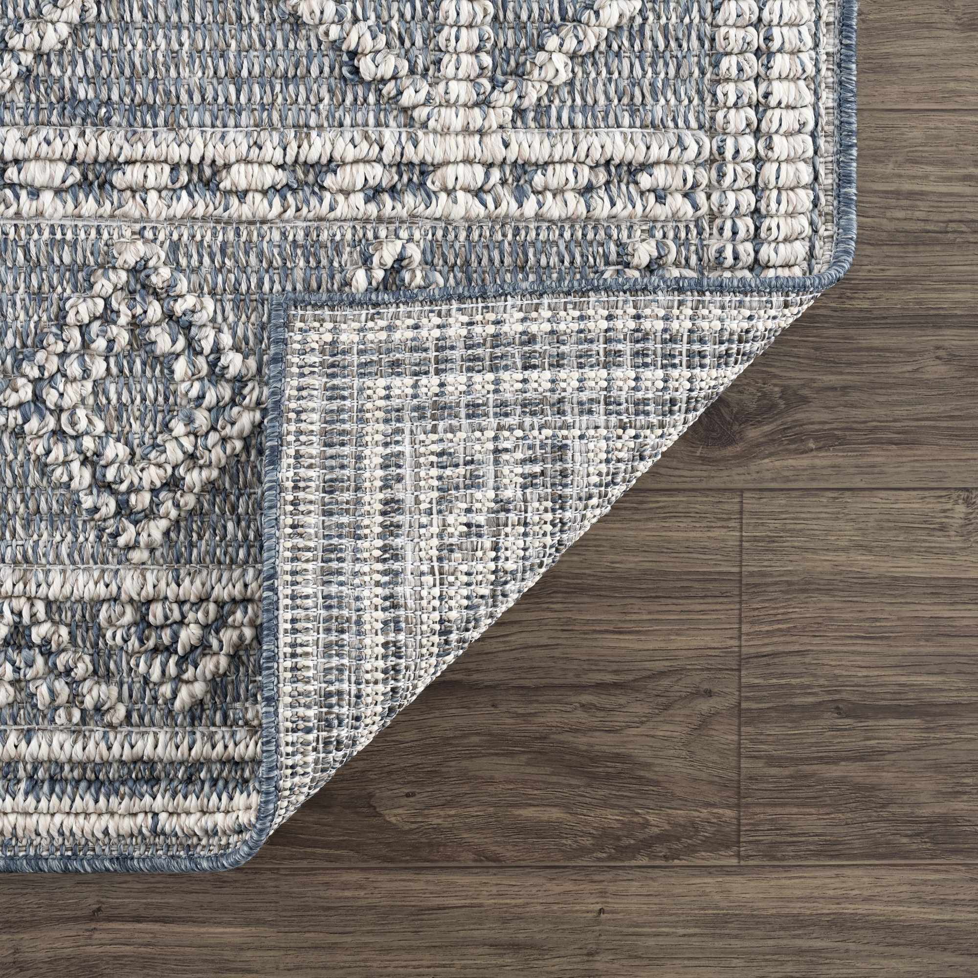 Modern Geometrical Carved Texture Gray and Ivory Outdoor Safe Area Rug - Image 5
