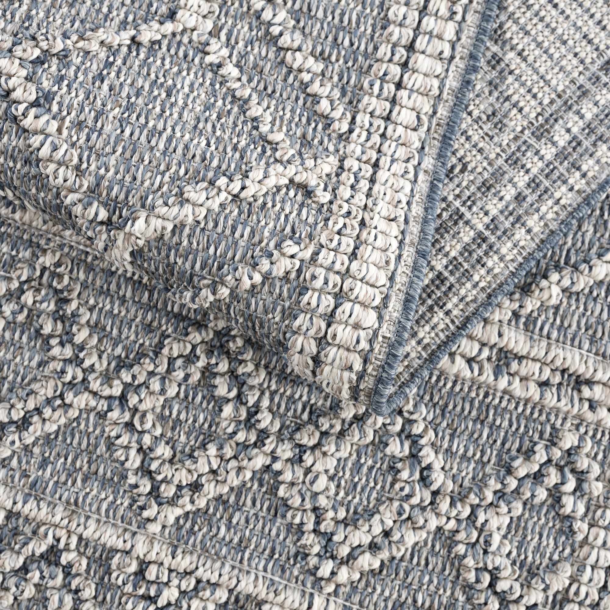 Modern Geometrical Carved Texture Gray and Ivory Outdoor Safe Area Rug - Image 8