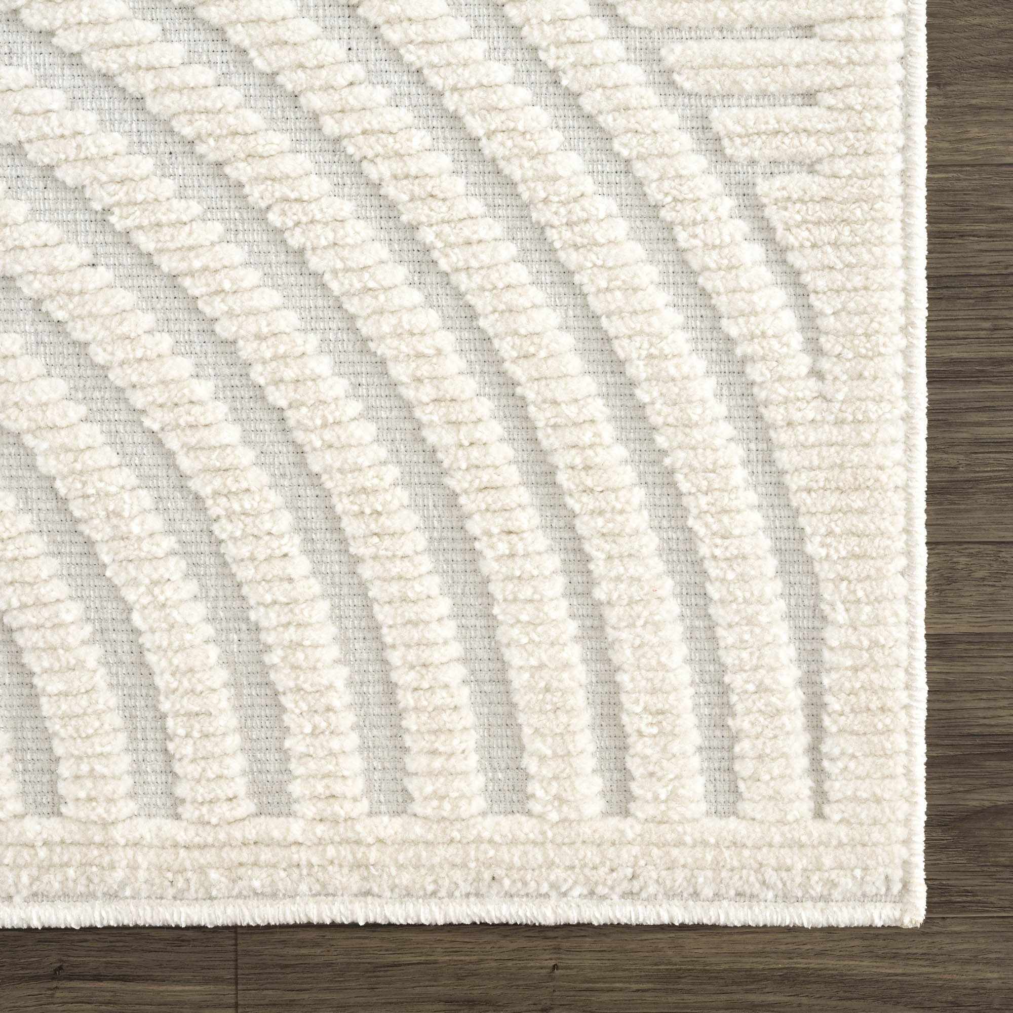 Modern Geometrical Arc Texture Ivory Washable Area Rug - Image 10