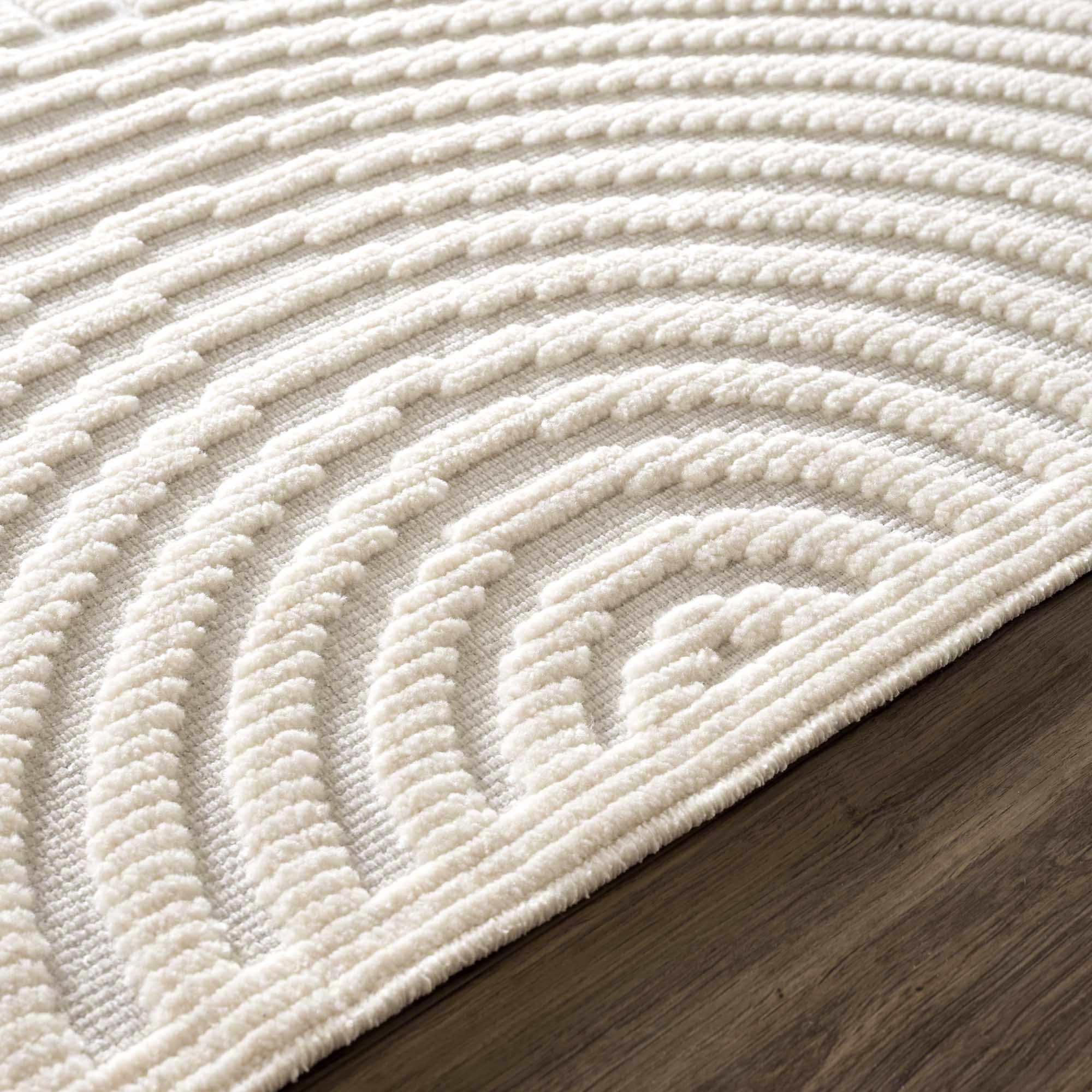 Modern Geometrical Arc Texture Ivory Washable Area Rug - Image 13