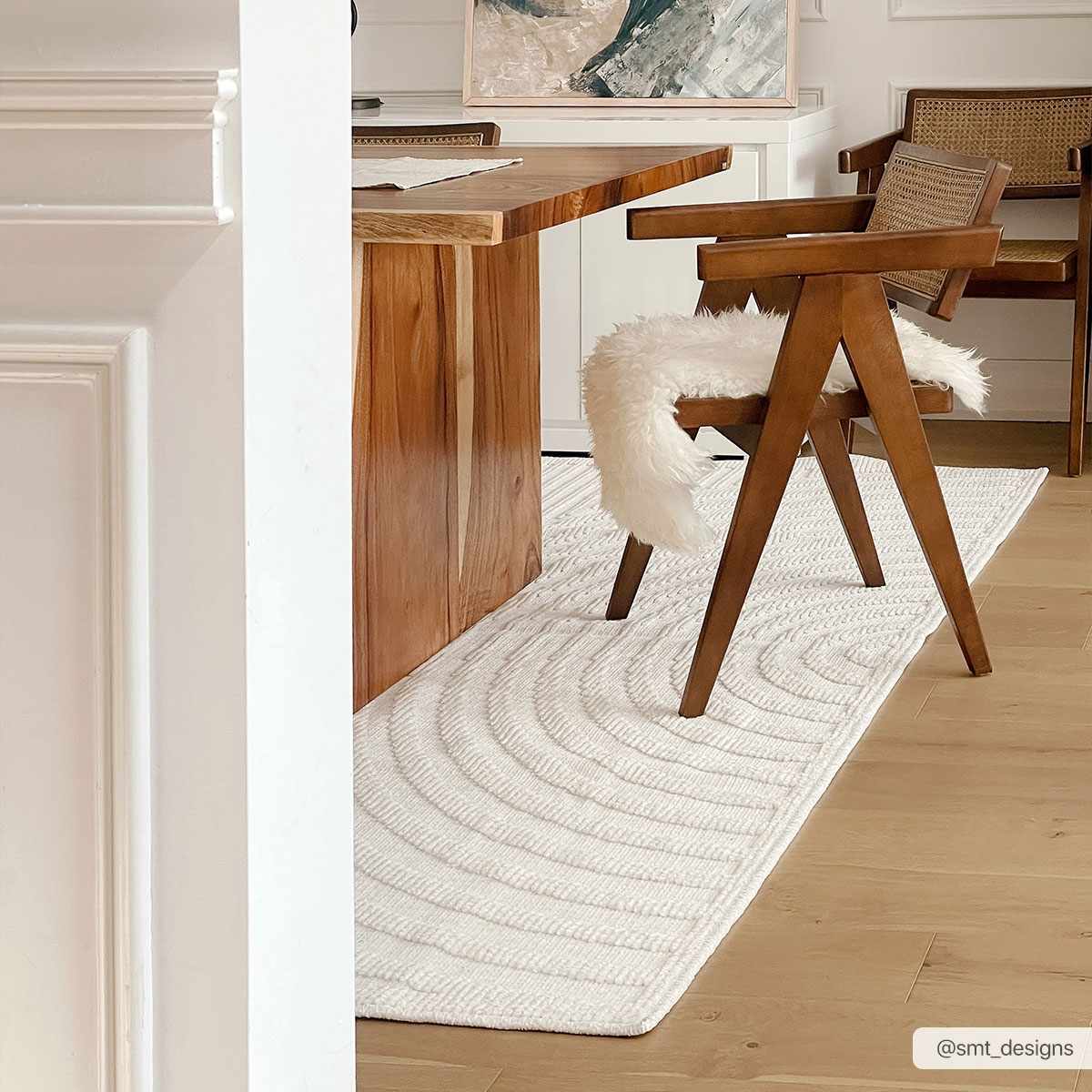 Modern Geometrical Arc Texture Ivory Washable Area Rug - Image 15