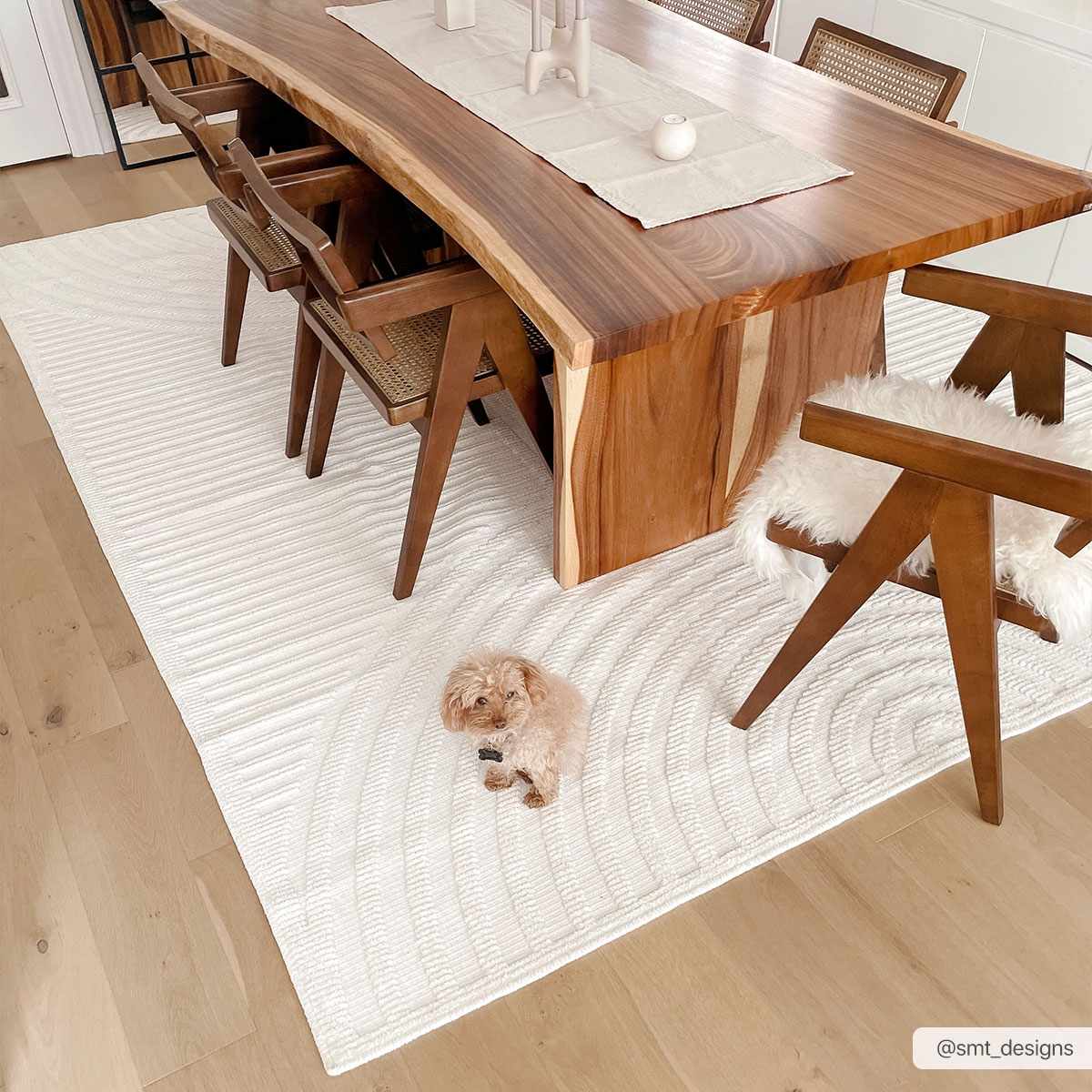Modern Geometrical Arc Texture Ivory Washable Area Rug - Image 2