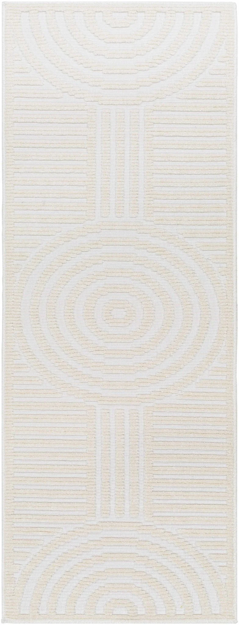 Modern Geometrical Arc Texture Ivory Washable Area Rug - Image 4
