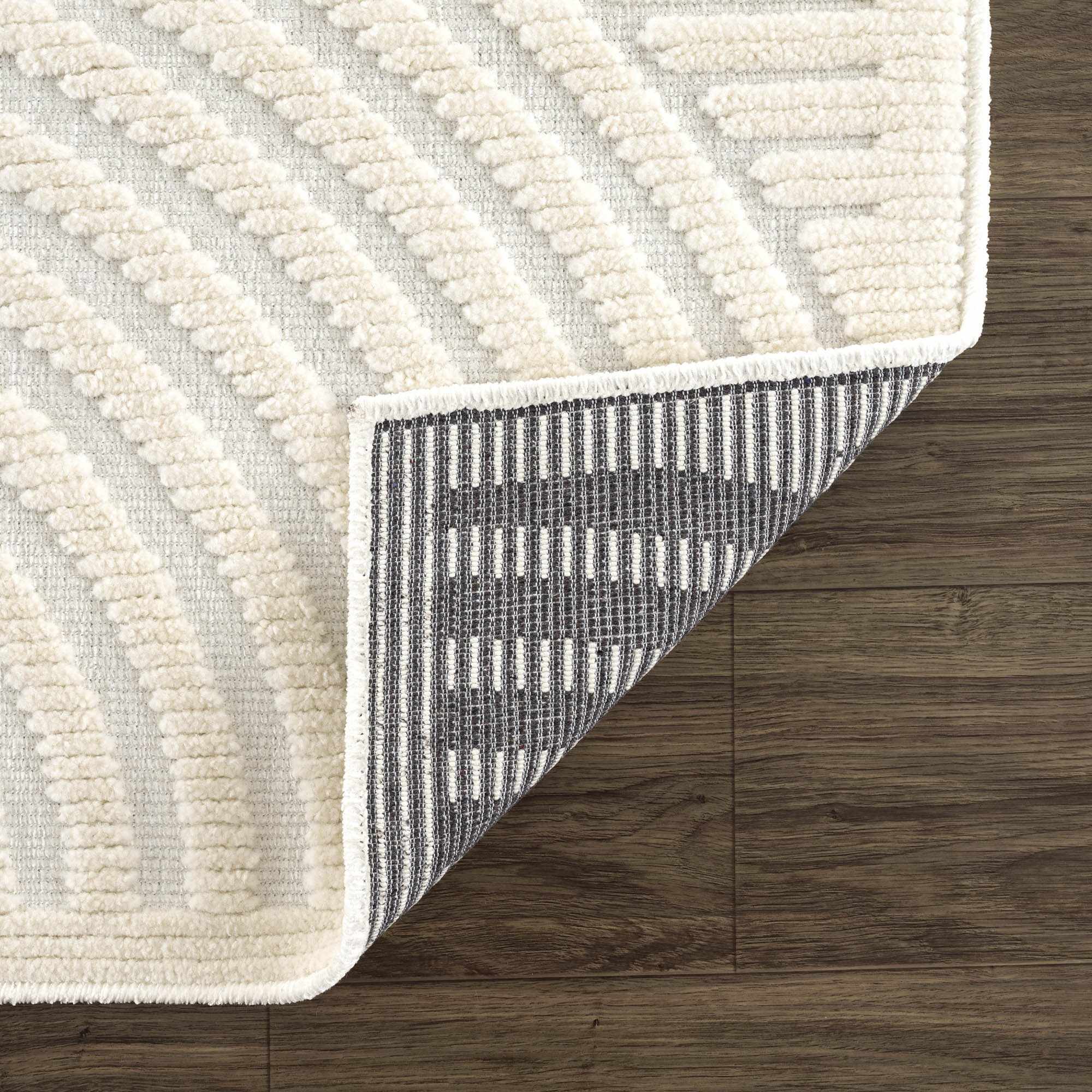 Modern Geometrical Arc Texture Ivory Washable Area Rug - Image 7