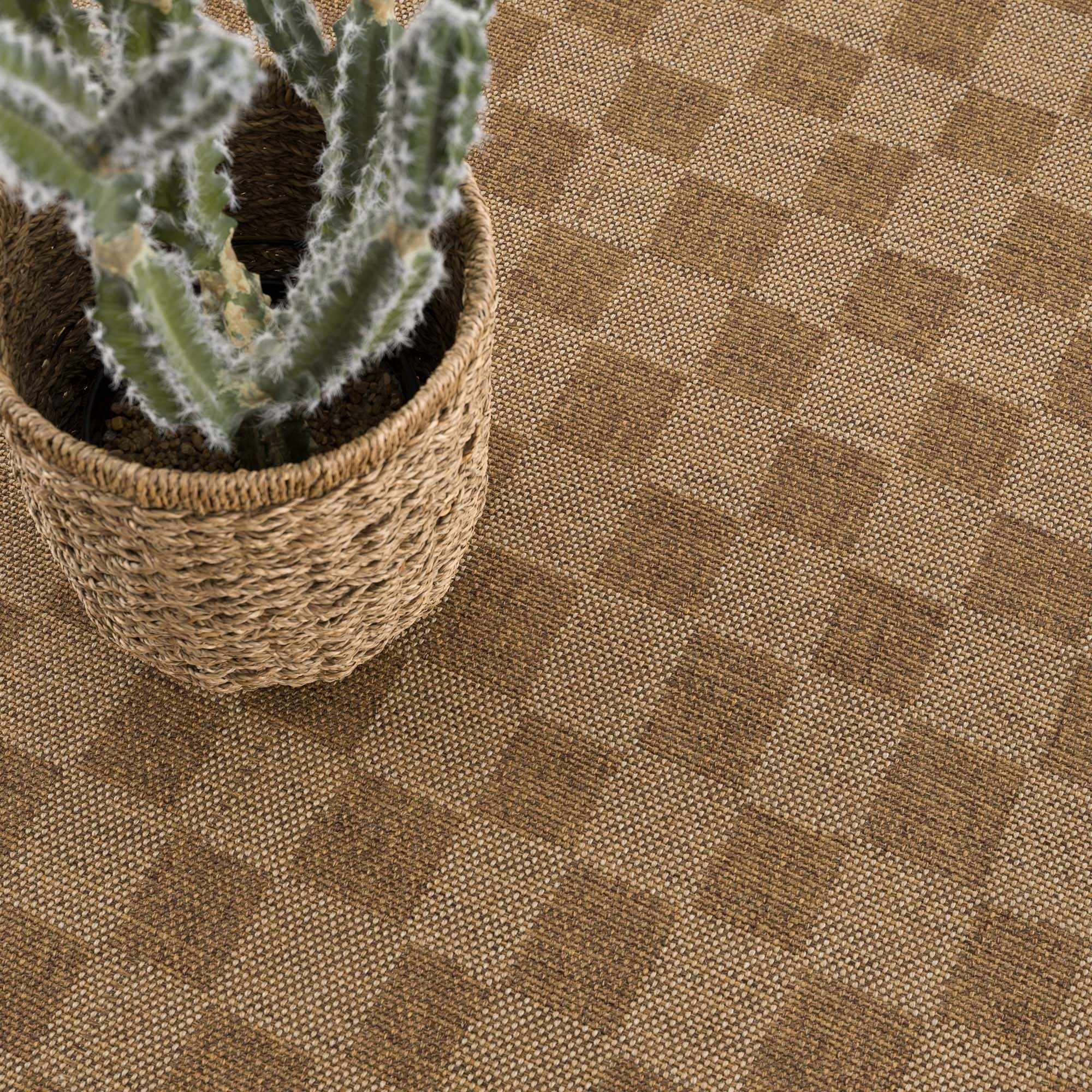 Modern Geometrical Checkered Brown and Ivory Outdoor safe Area Rug - Image 12