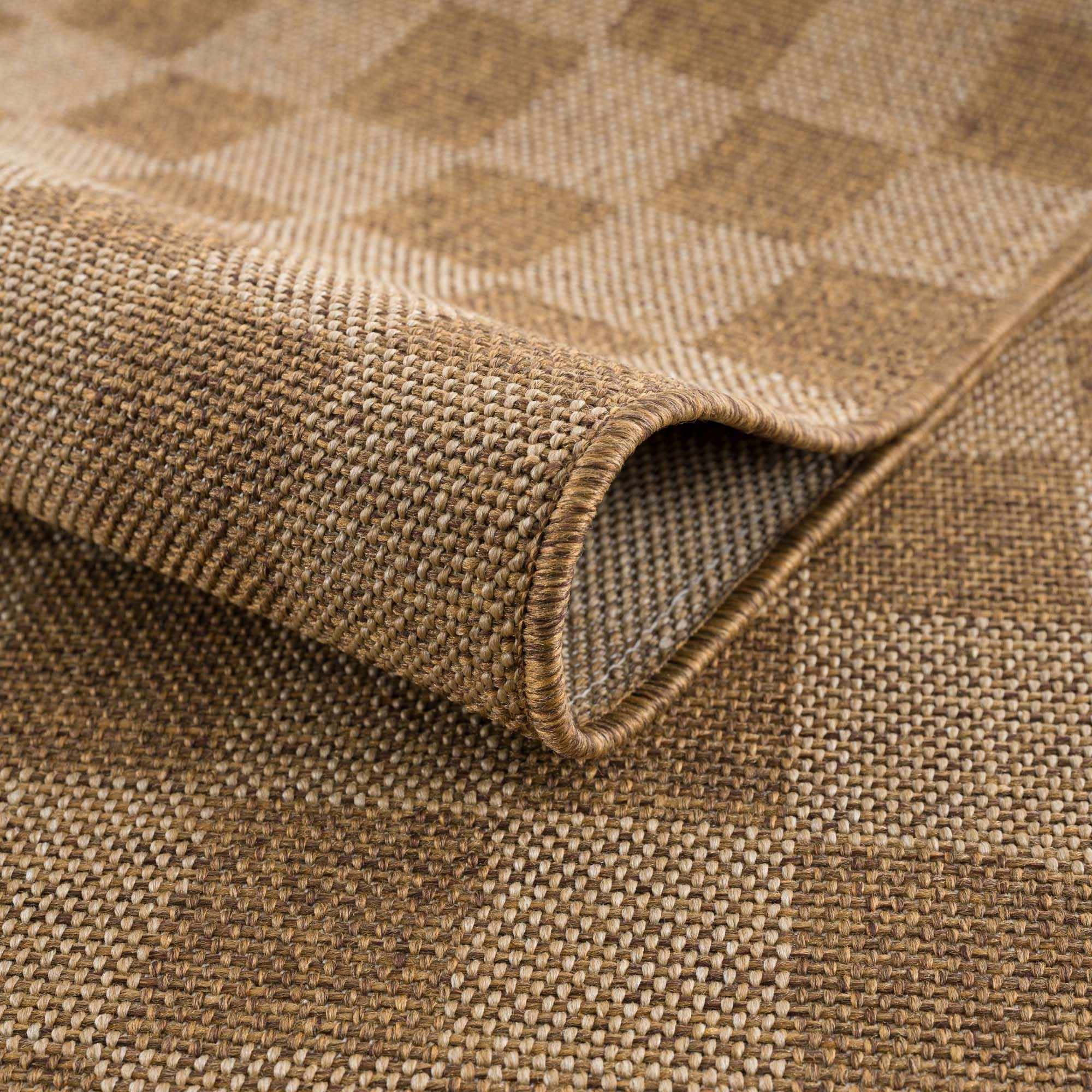 Modern Geometrical Checkered Brown and Ivory Outdoor safe Area Rug - Image 3