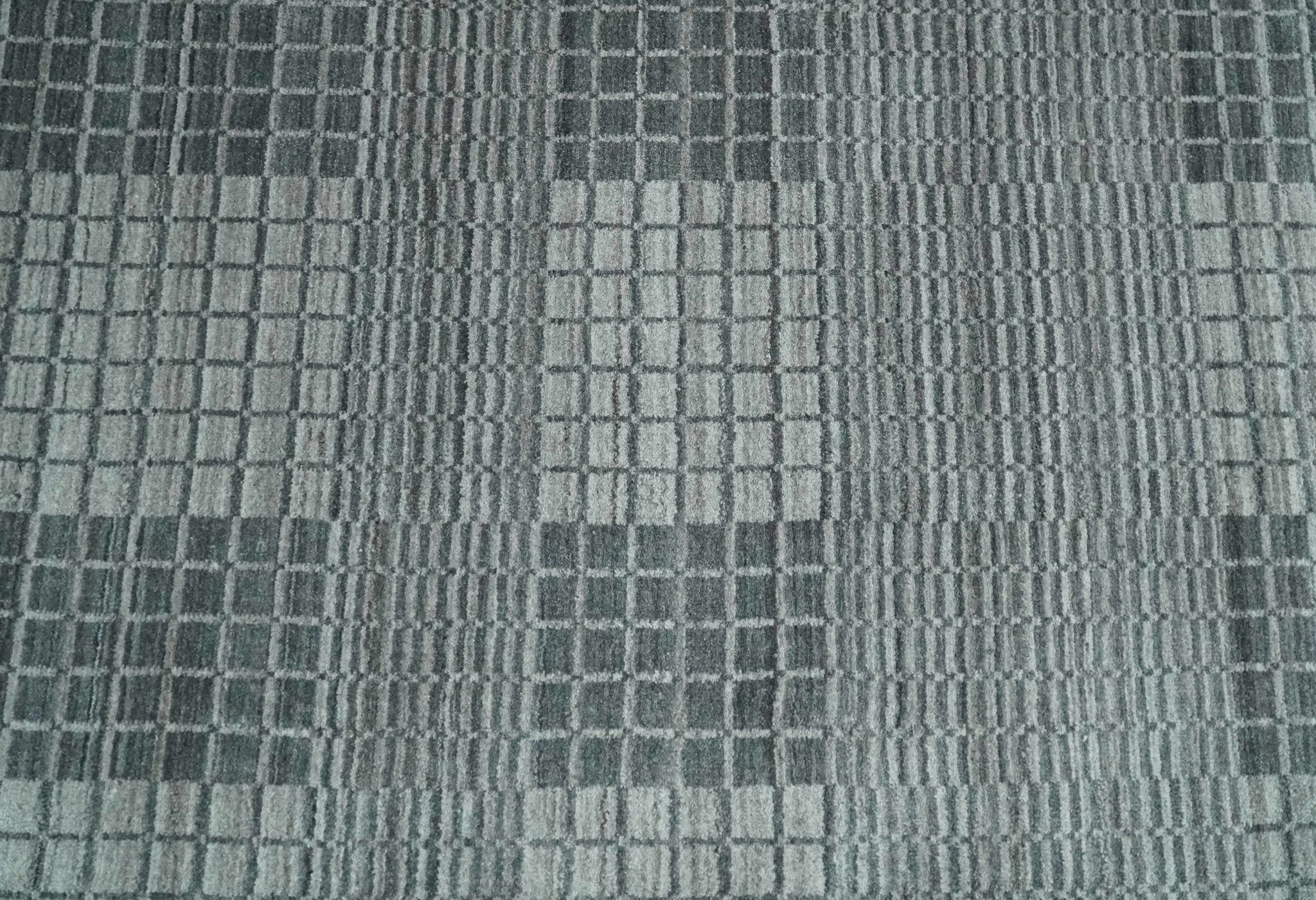 Modern Geometrical Checkered striped Hand Made 8x10 Charcoal, Gray and Silver Scandinavian Blended Wool Flatwoven Area Rug | KE38 - Image 9