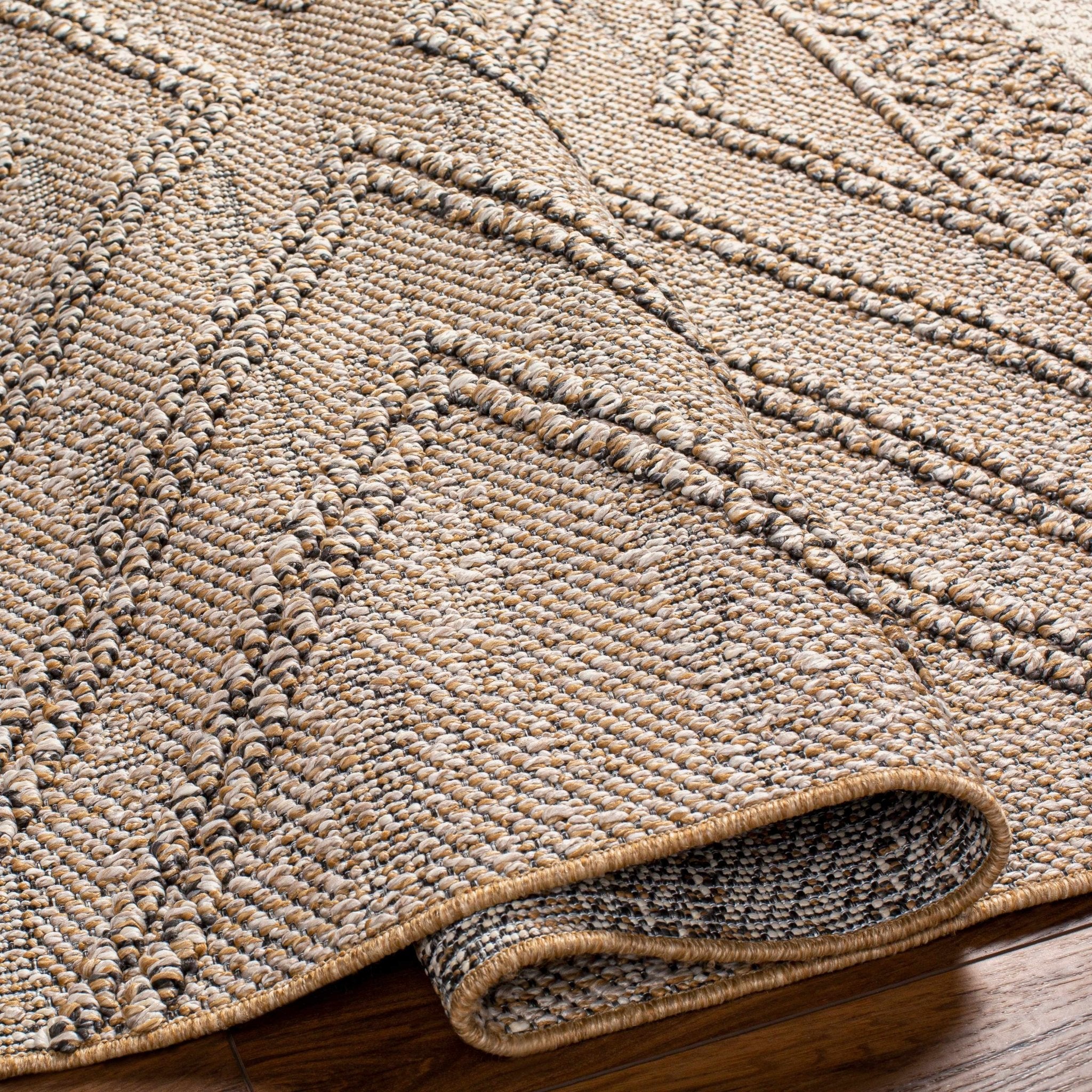 Modern Geometrical Chevron Design Tan and Ivory Outdoor Safe Area Rug - Image 10