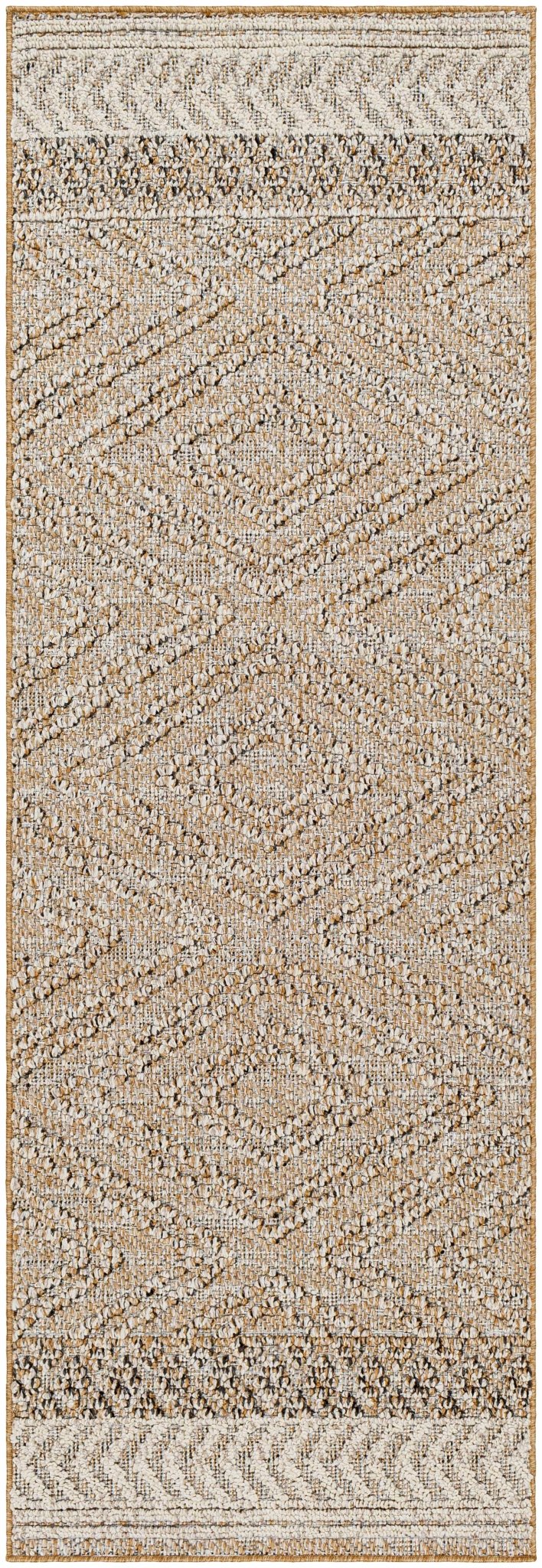 Modern Geometrical Chevron Design Tan and Ivory Outdoor Safe Area Rug - Image 11
