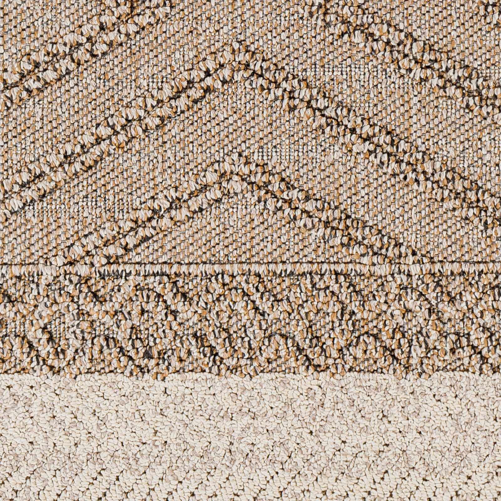 Modern Geometrical Chevron Design Tan and Ivory Outdoor Safe Area Rug - Image 6