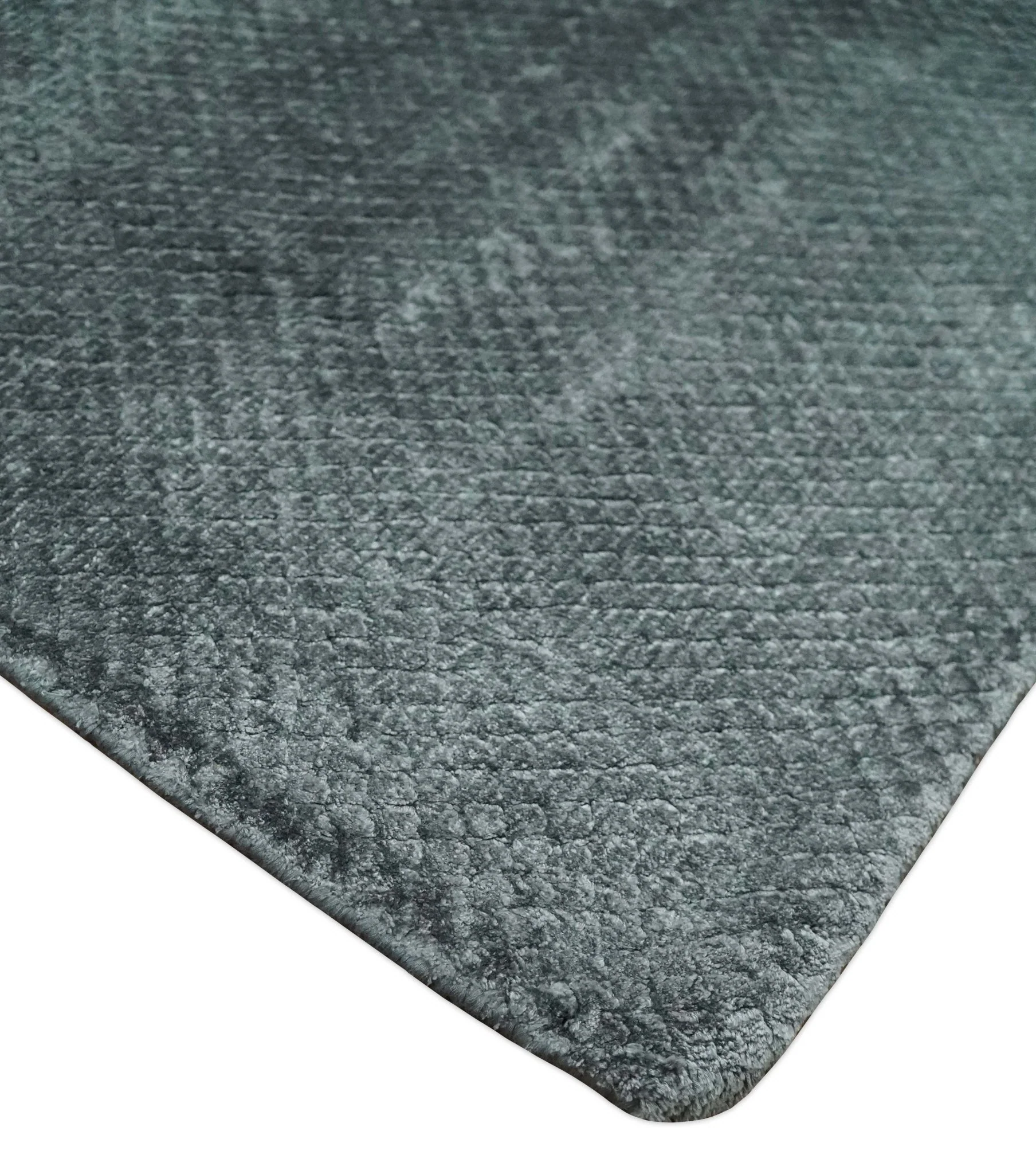 Solid Gray 2x3 Modern Geometrical Cross diamond design Hand Made art silk Area Rug | N2223 - Image 3