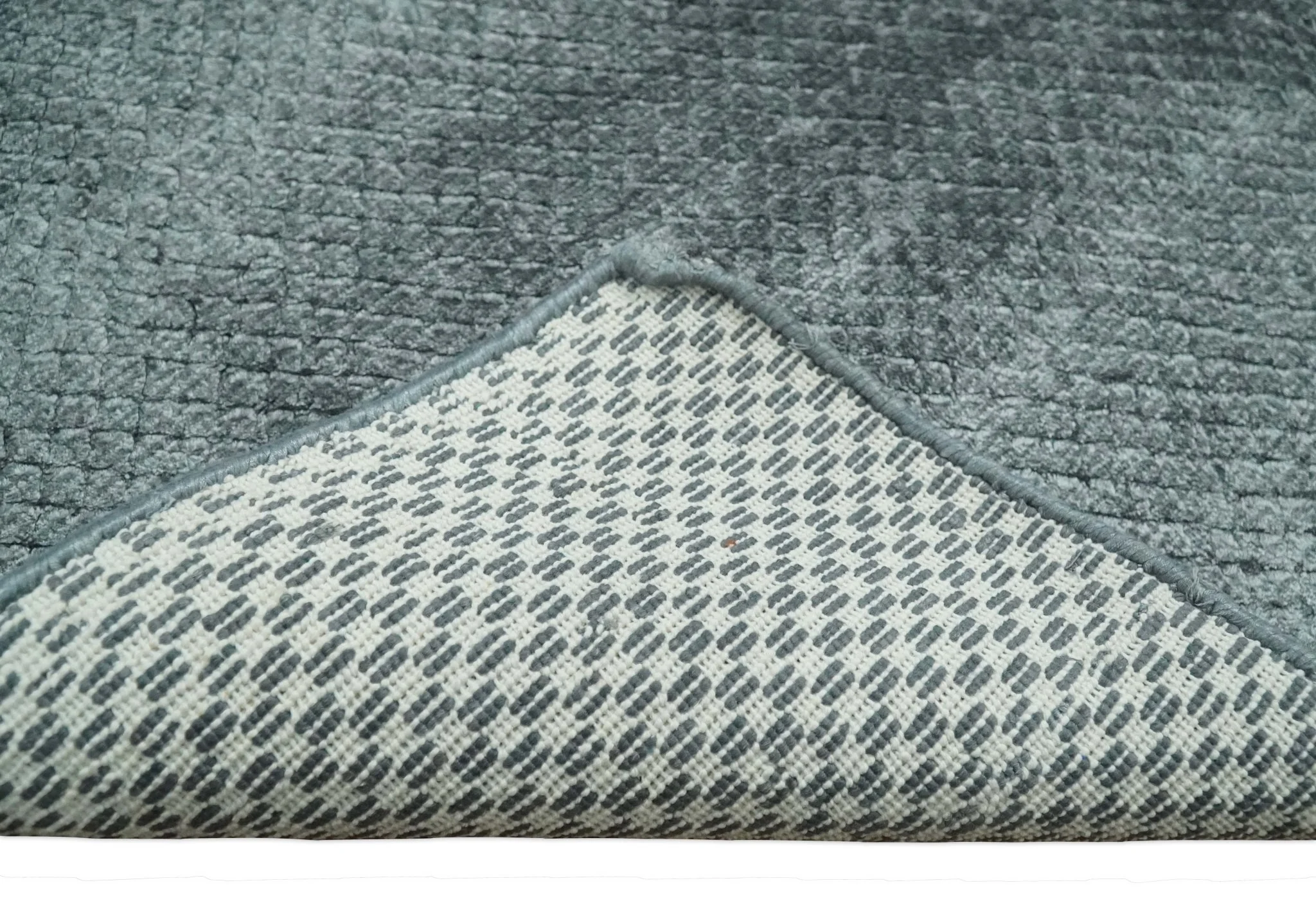 Solid Gray 2x3 Modern Geometrical Cross diamond design Hand Made art silk Area Rug | N2223 - Image 5