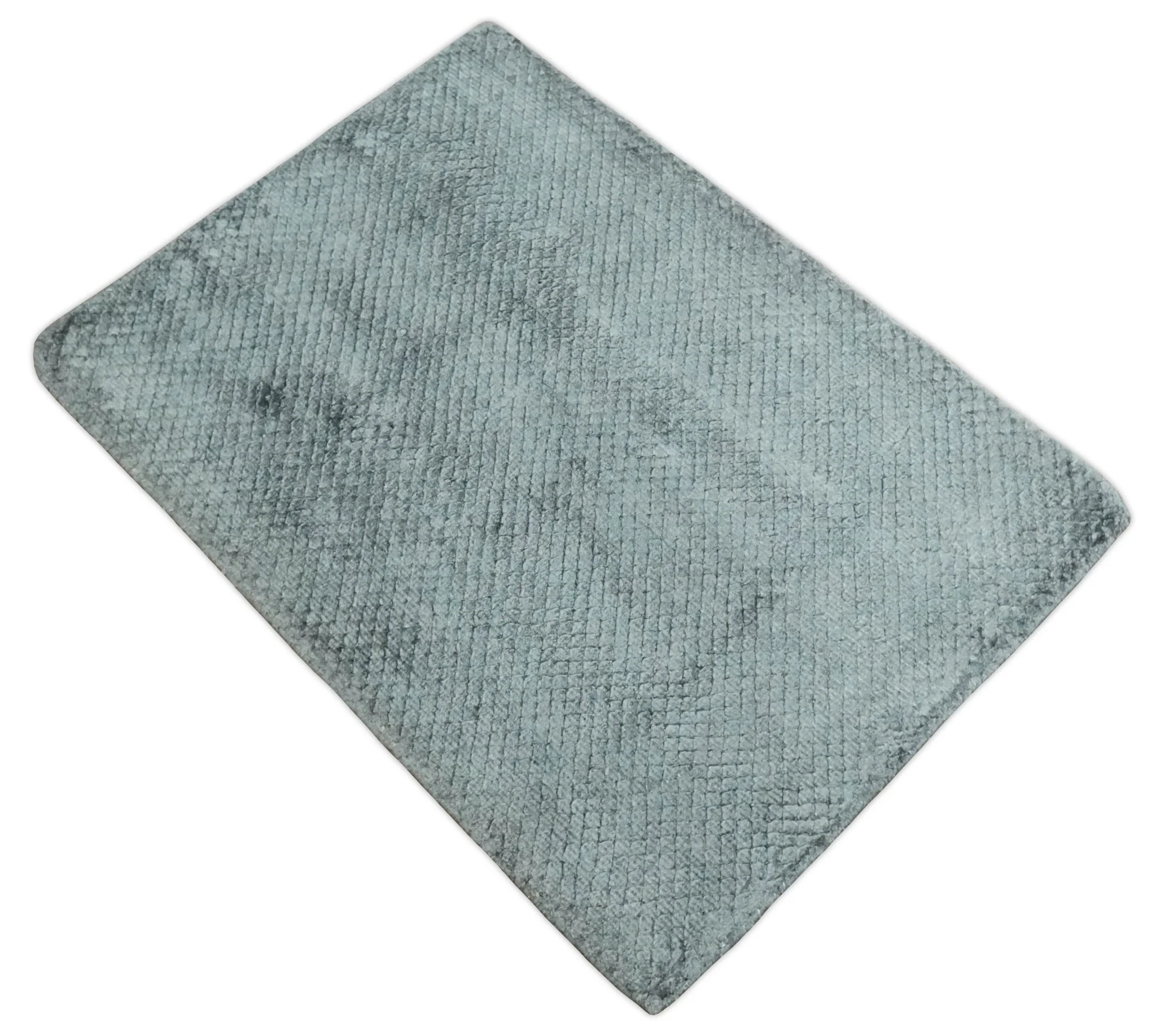 Solid Gray 2x3 Modern Geometrical Cross diamond design Hand Made art silk Area Rug | N2223 - Image 8