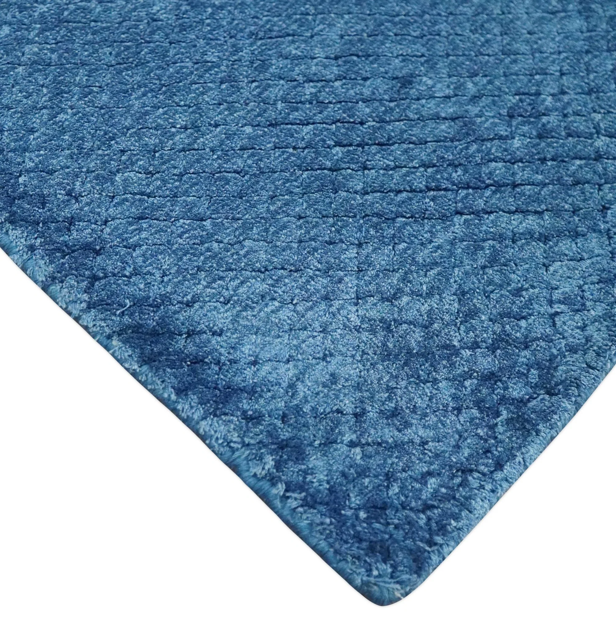 2x4 Modern Geometrical Cross Square Hand Made Blue Art silk Area Rug | N4724 - Image 3