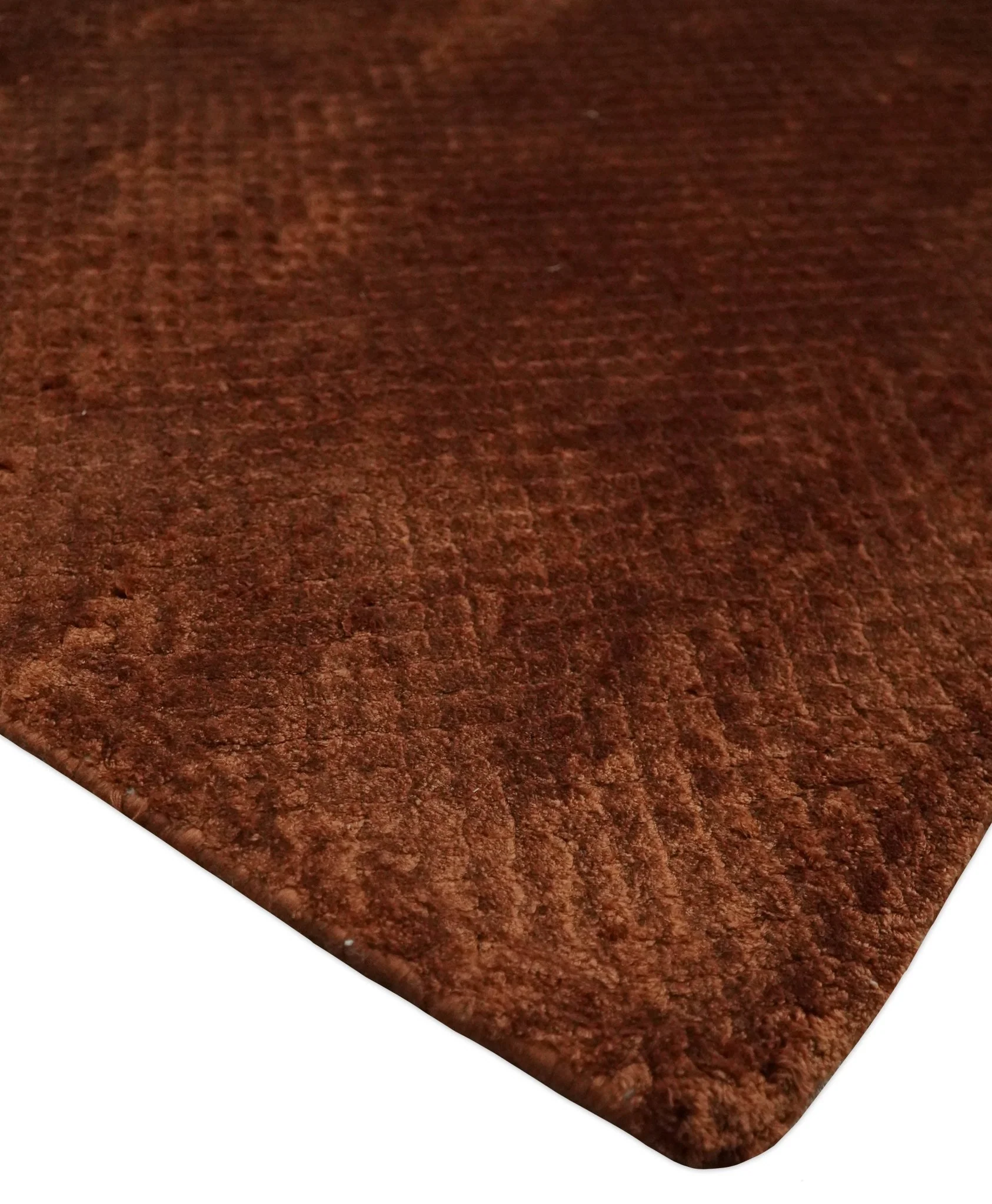 Modern Geometrical Cross Square Hand Made 2x3 Brown Art silk Area Rug - Image 3