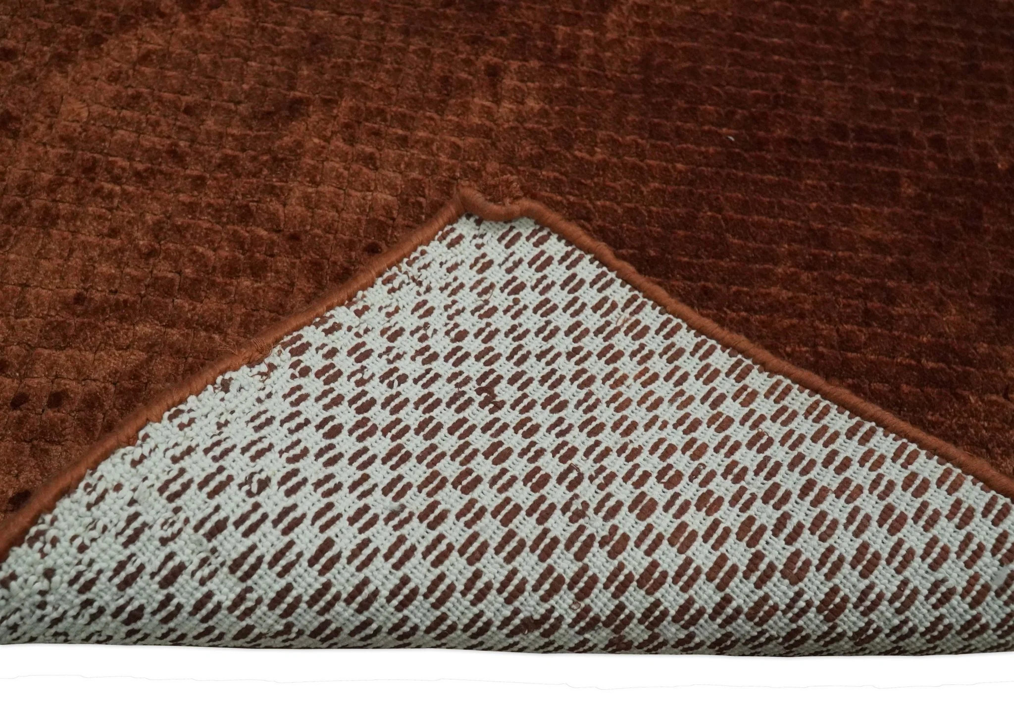 Modern Geometrical Cross Square Hand Made 2x3 Brown Art silk Area Rug - Image 5